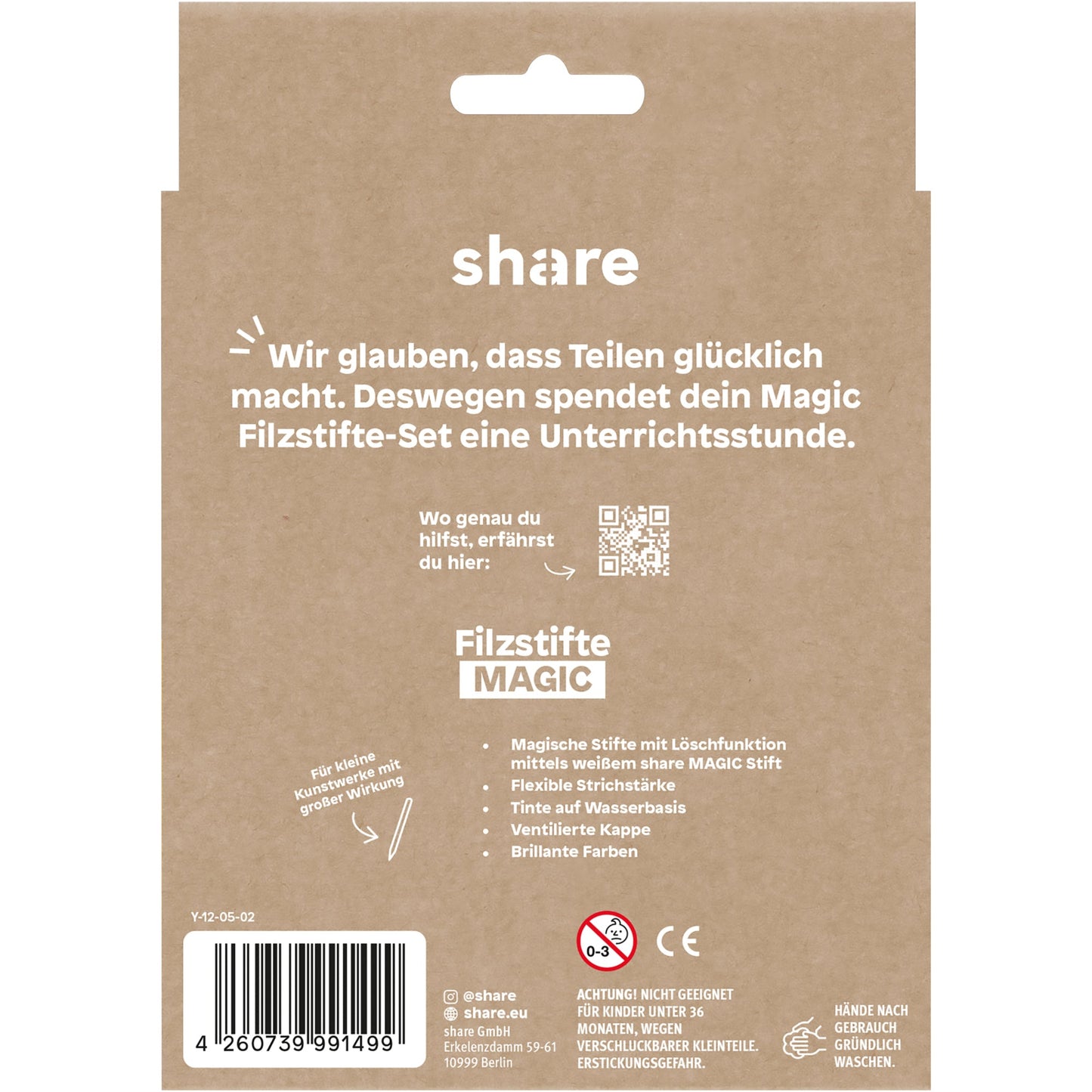 share Fasermaler Magic 2mm farbig sortiert auswaschbar inkl. Magic Marker mit Löschfunktion 10 St./Pack.