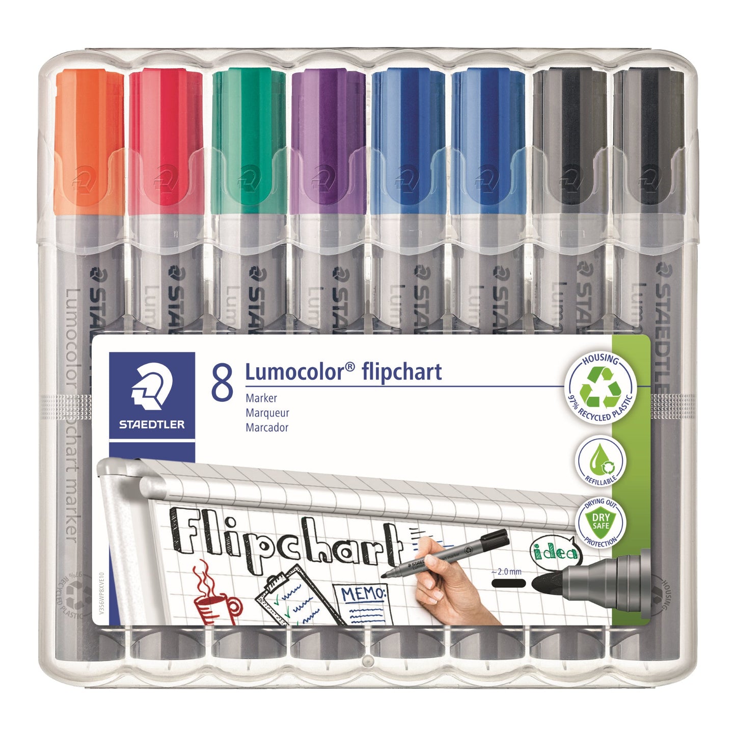 STAEDTLER® Flipchartmarker Lumocolor® 356 2mm farbig sortiert 8 St./Pack.