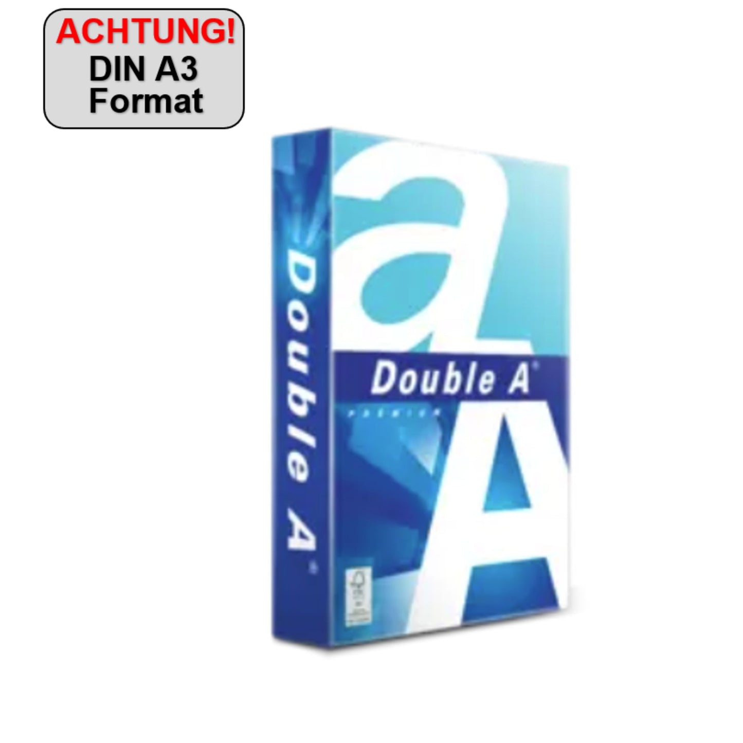 Double A Kopierpapier Premium DIN A3 80g/m² elementar chlorfrei gebleicht, holzfrei weiß 500 Bl./Pack.