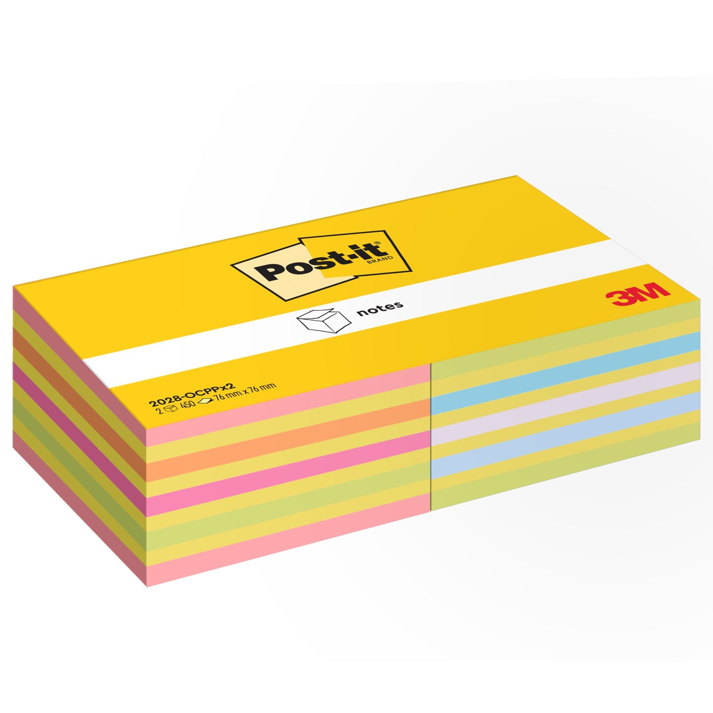 Post-it® Haftnotizwürfel Notes Promotion 76 x 76 mm (B x H) farbig sortiert 2 x 450 Bl./Block 2 Block/Pack.