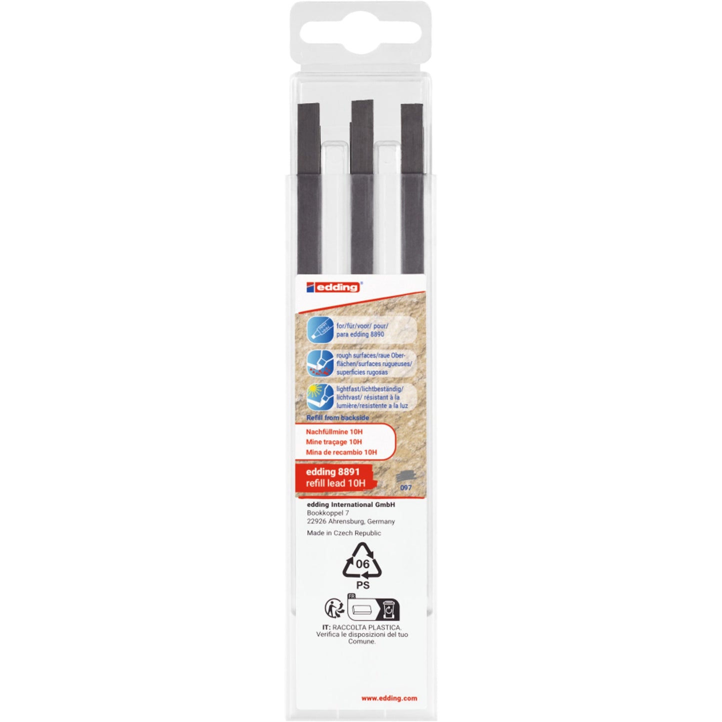 edding Nachfüllmine Zimmermannbleistift 8891 edding Zimmermannbleistift e-8890 2-5mm 10H 6 St./Pack.