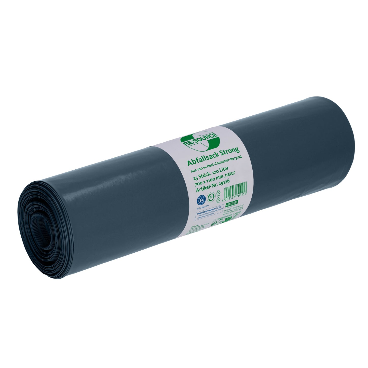 RE:SOURCE Müllsack 70 x 110 cm (B x H) 60µm 120l LDPE, 100 % recycelt natur 25 St./Pack.