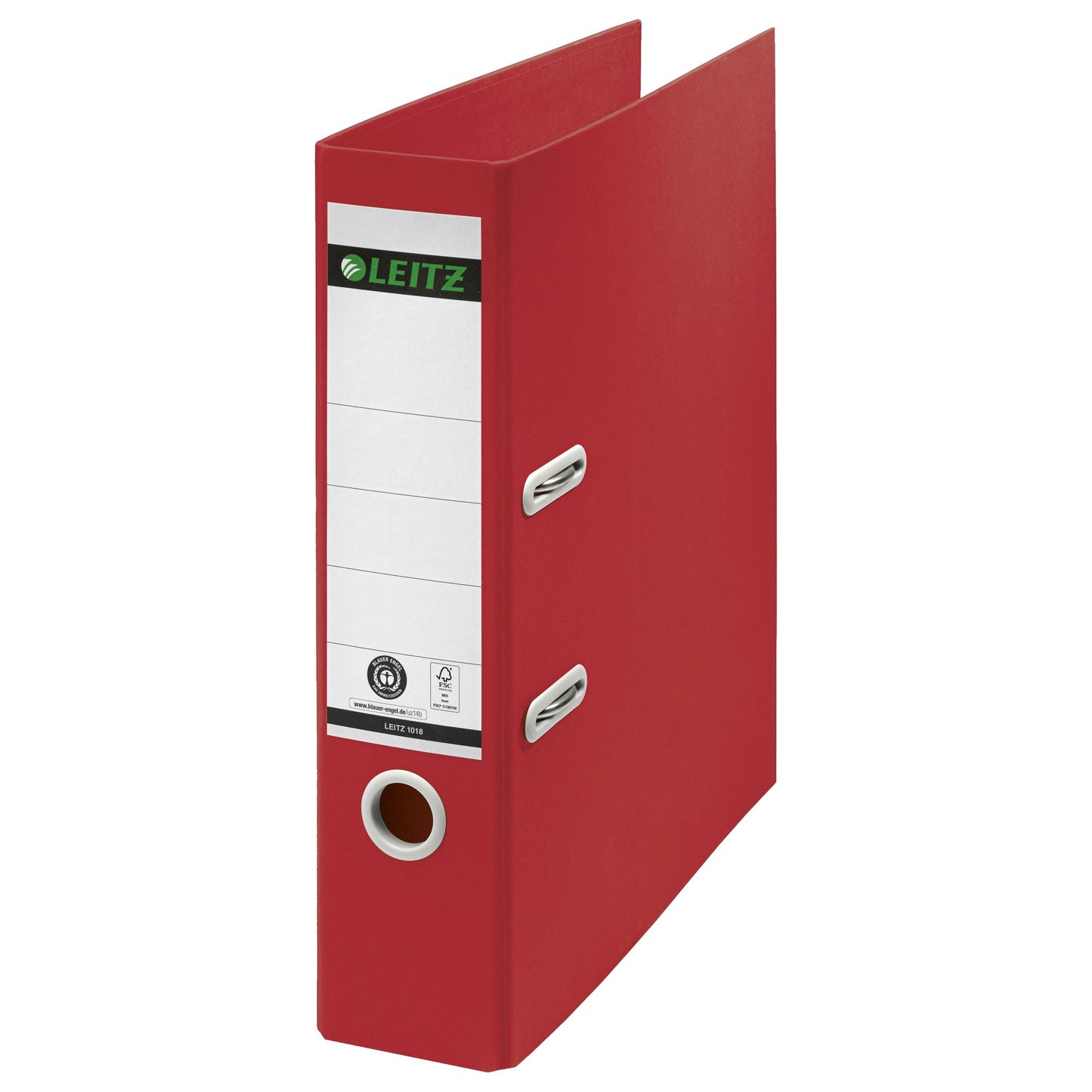 Leitz Ordner Recycle 80mm DIN A4 Rückenschild: geklebt mit Schlitzen Werkstoff: Karton, 100 % recycelt rot