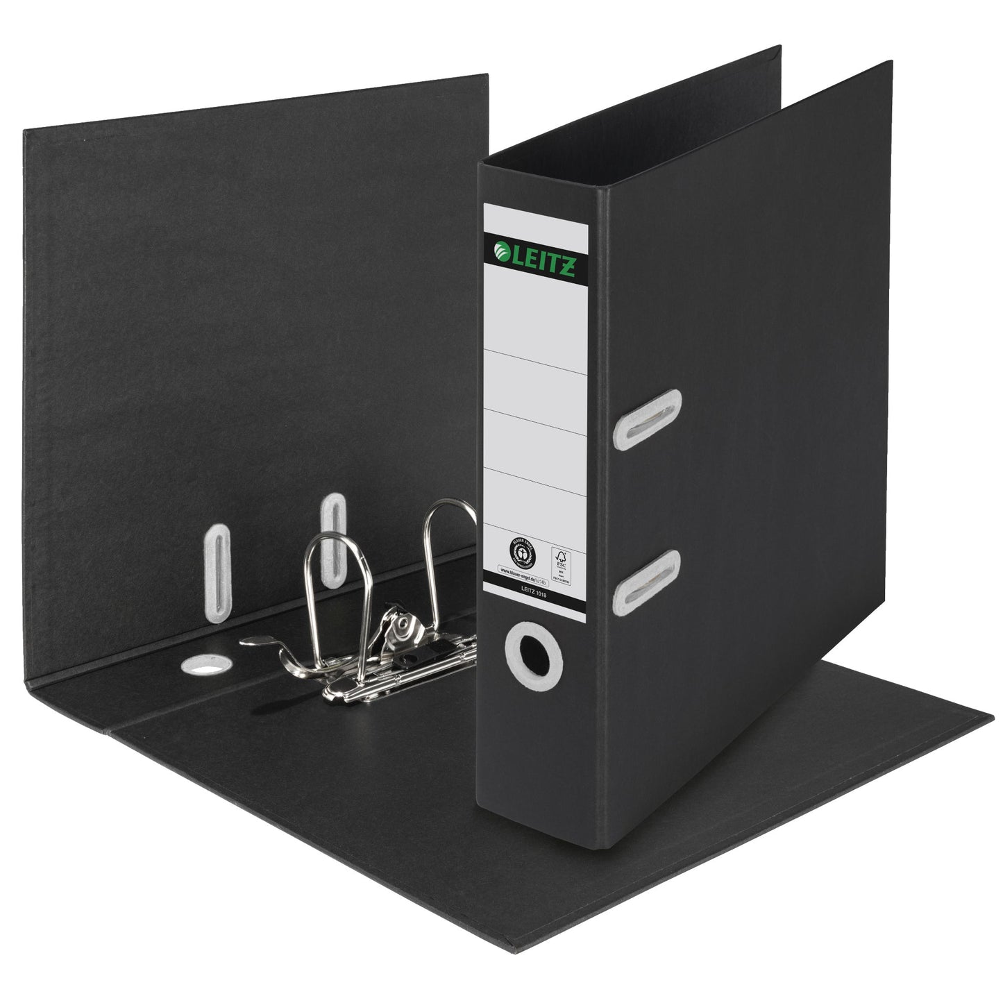 Leitz Ordner Recycle 80mm DIN A4 Rückenschild: geklebt mit Schlitzen Werkstoff: Karton, 100 % recycelt schwarz