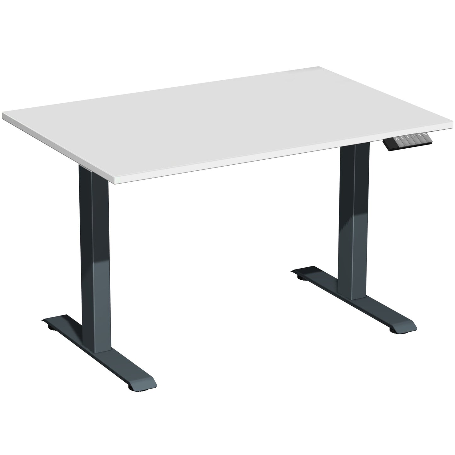 Geramöbel Schreibtisch Elevate Basic Maße: 1.200 x 730-1.230 x 800 mm (B x H x T) Dreischicht-Feinspan, melaminharzbeschichtet lichtgrau