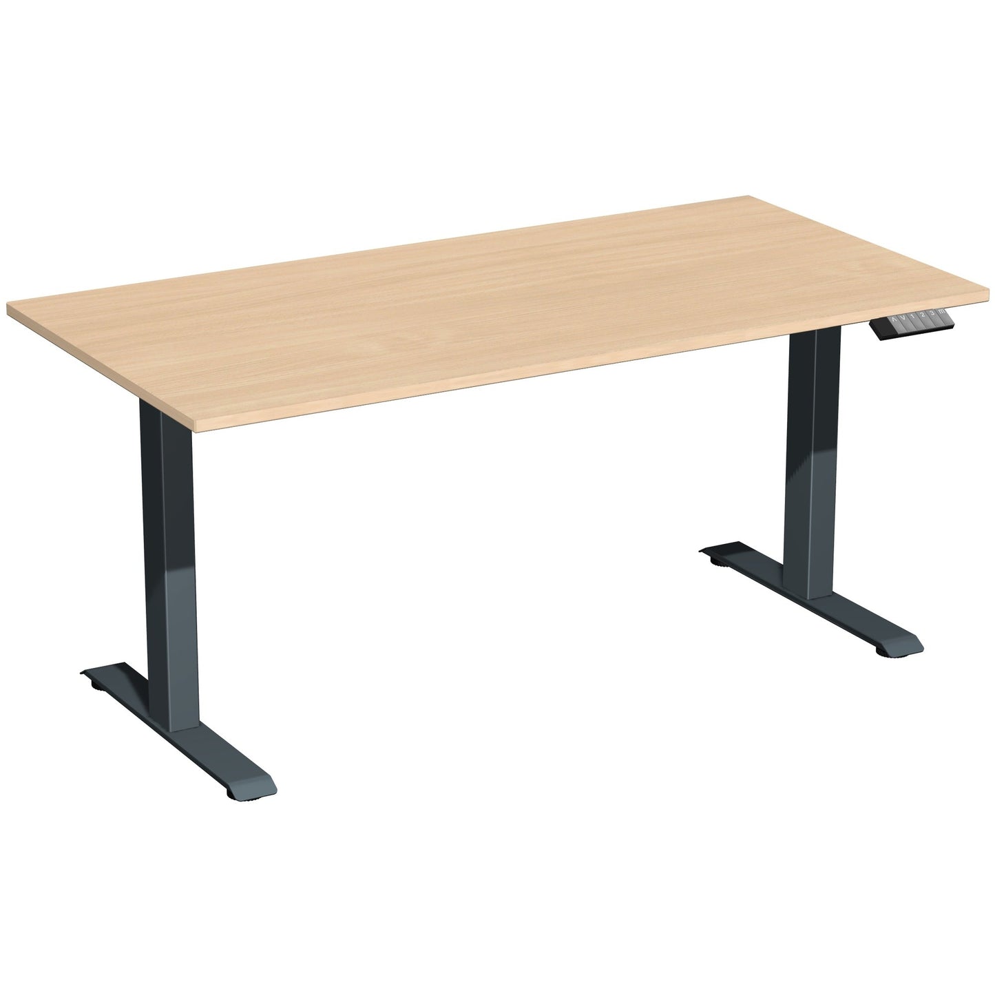 Geramöbel Schreibtisch Elevate Basic Maße: 1.600 x 730-1.230 x 800 mm (B x H x T) Dreischicht-Feinspan, melaminharzbeschichtet buche
