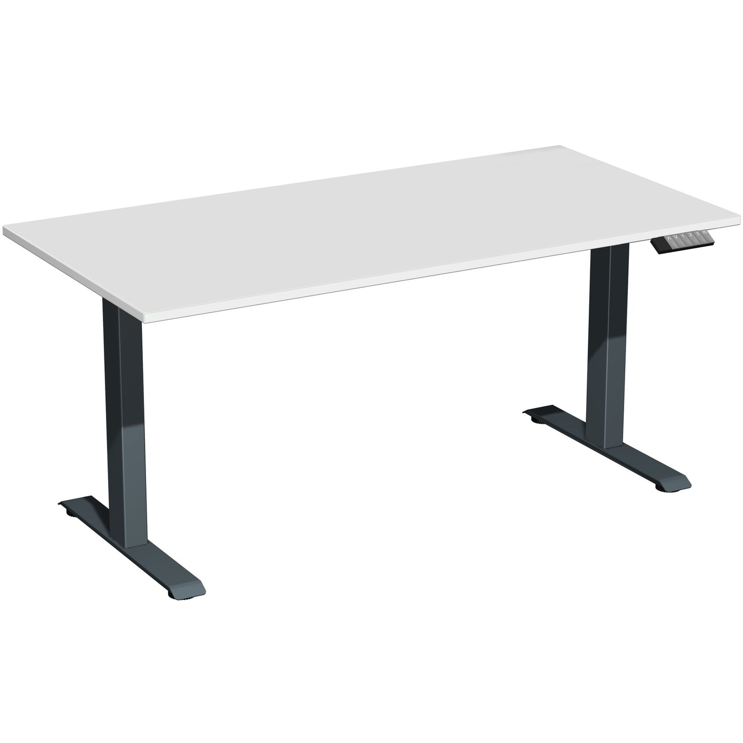 Geramöbel Schreibtisch Elevate Plus Maße: 1.600 x 630-1.280 x 800 mm (B x H x T) Dreischicht-Feinspan, melaminharzbeschichtet lichtgrau