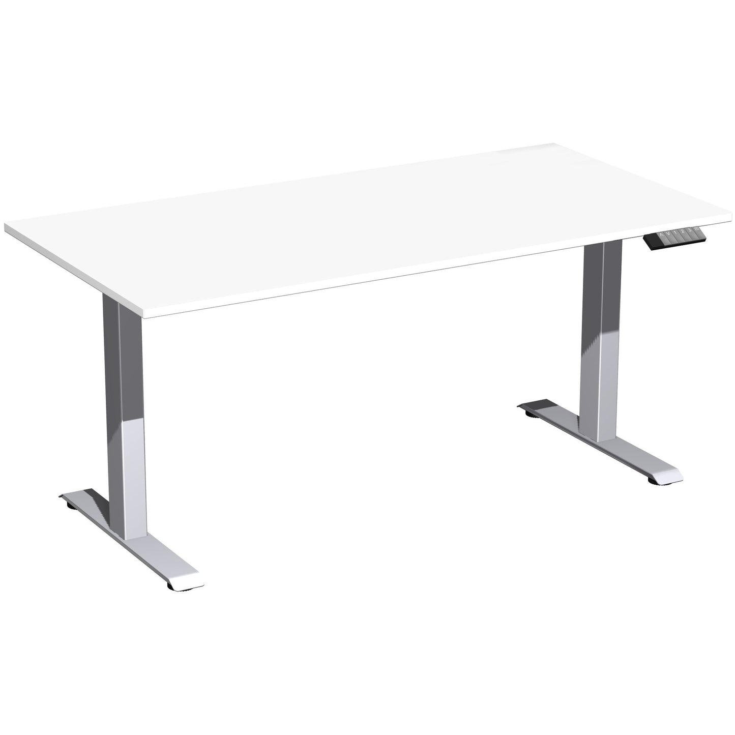 Geramöbel Schreibtisch Elevate Basic Maße: 1.600 x 730-1.230 x 800 mm (B x H x T) Dreischicht-Feinspan, melaminharzbeschichtet weiß