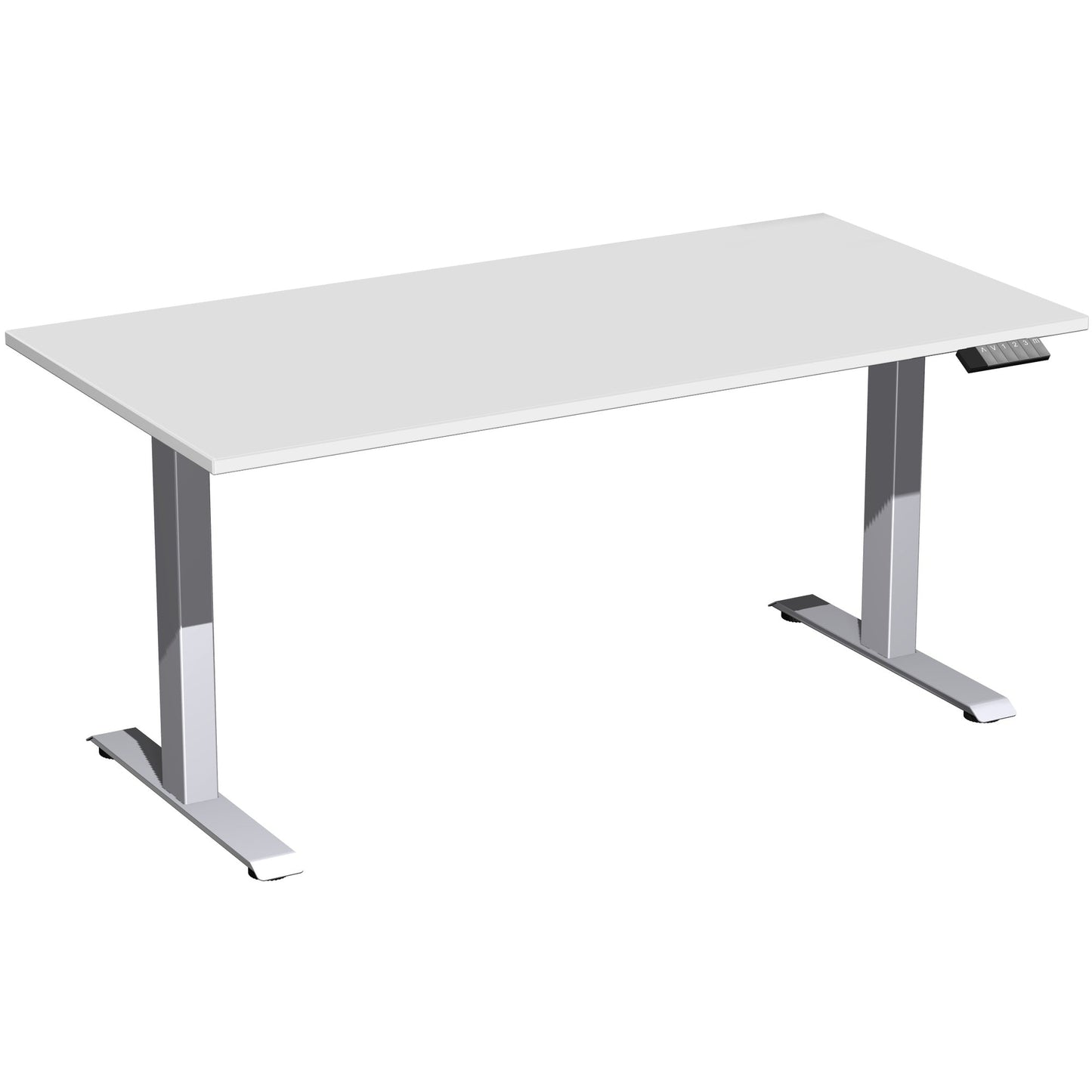 Geramöbel Schreibtisch Elevate Plus Maße: 1.600 x 630-1.280 x 800 mm (B x H x T) Dreischicht-Feinspan, melaminharzbeschichtet lichtgrau