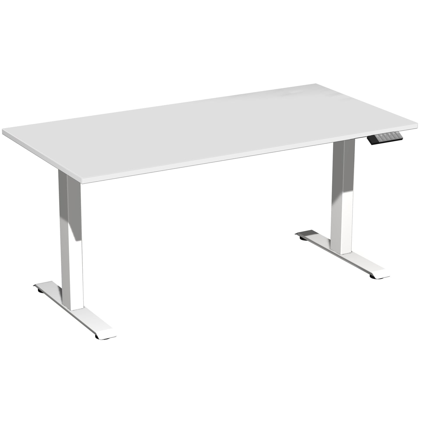 Geramöbel Schreibtisch Elevate Basic Maße: 1.600 x 730-1.230 x 800 mm (B x H x T) Dreischicht-Feinspan, melaminharzbeschichtet lichtgrau