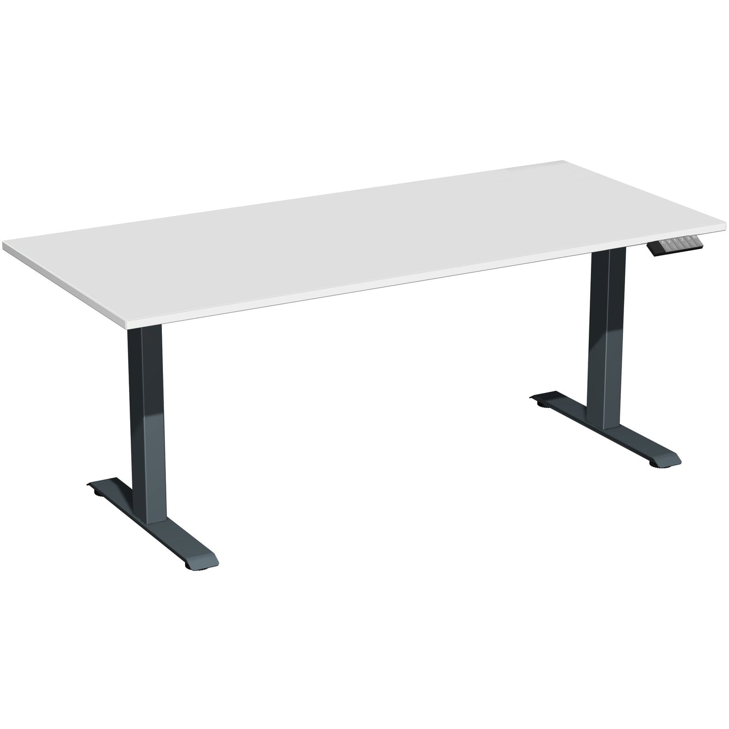 Geramöbel Schreibtisch Elevate Plus Maße: 1.800 x 630-1.280 x 800 mm (B x H x T) Dreischicht-Feinspan, melaminharzbeschichtet lichtgrau