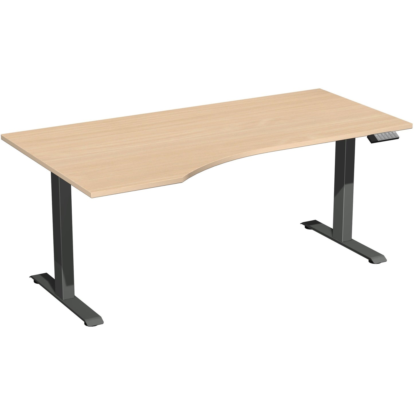 Geramöbel Schreibtisch Elevate Plus Maße: 1.800 x 630-1.280 x 1.000 mm (B x H x T) Dreischicht-Feinspan, melaminharzbeschichtet buche