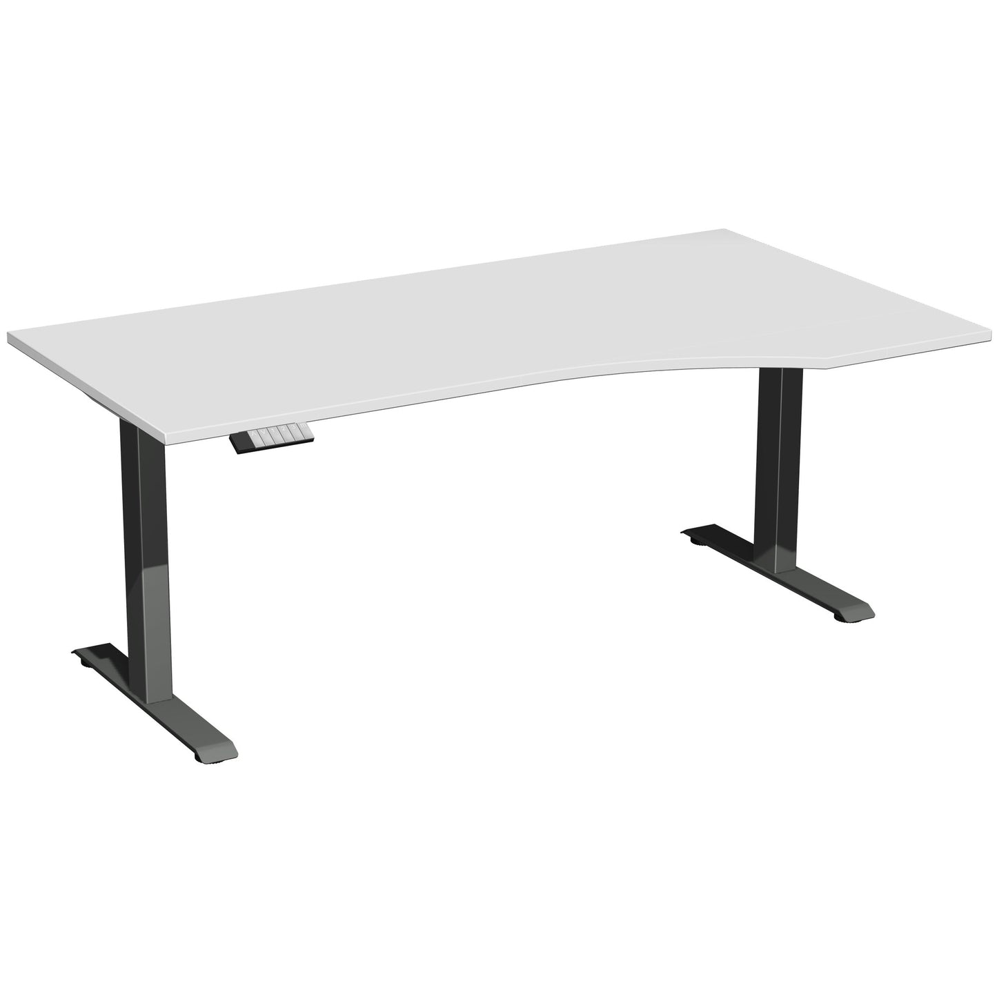 Geramöbel Schreibtisch Elevate Plus Maße: 1.800 x 630-1.280 x 1.000 mm (B x H x T) Dreischicht-Feinspan, melaminharzbeschichtet lichtgrau