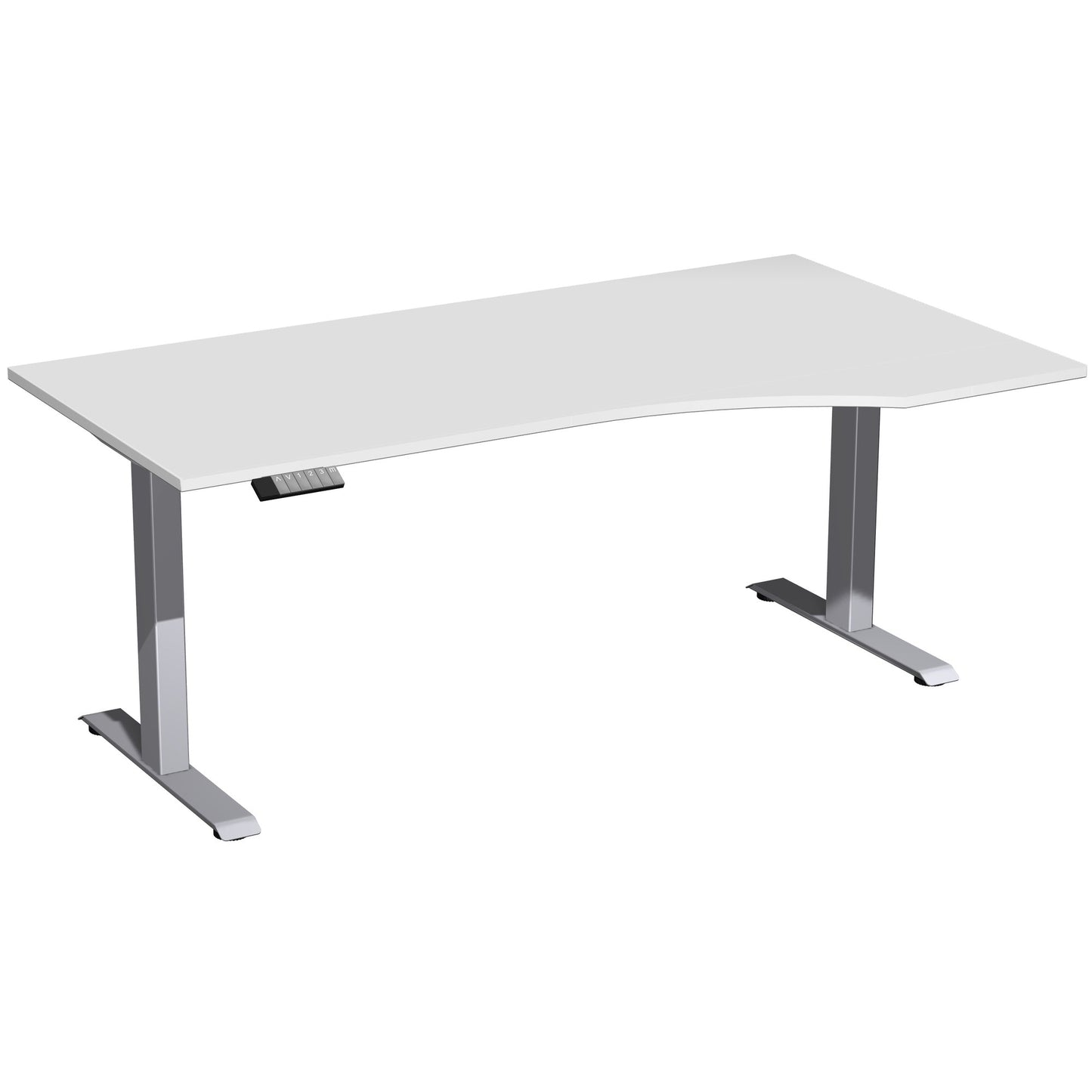 Geramöbel Schreibtisch Elevate Plus Maße: 1.800 x 630-1.280 x 1.000 mm (B x H x T) Dreischicht-Feinspan, melaminharzbeschichtet lichtgrau
