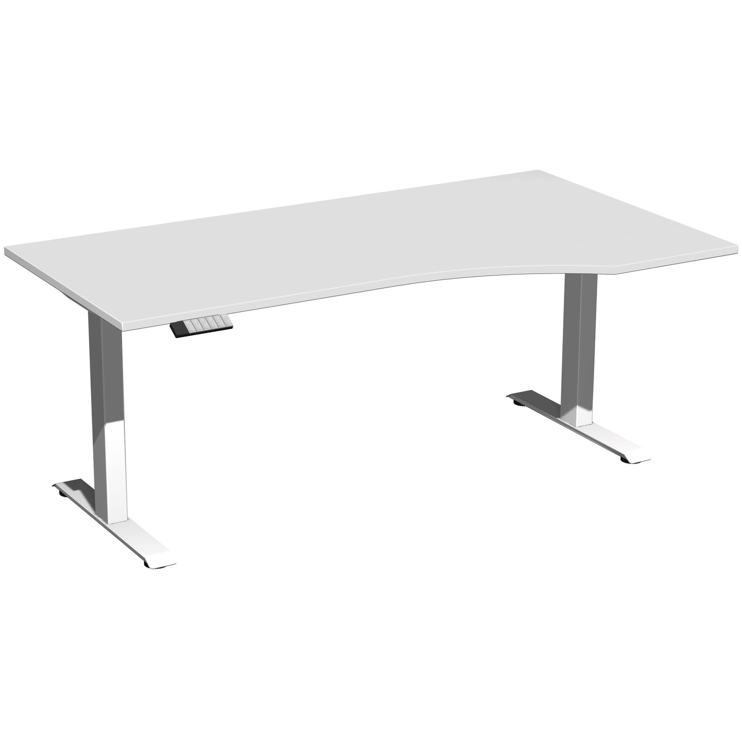 Geramöbel Schreibtisch Elevate Plus Maße: 1.800 x 630-1.280 x 1.000 mm (B x H x T) Dreischicht-Feinspan, melaminharzbeschichtet lichtgrau