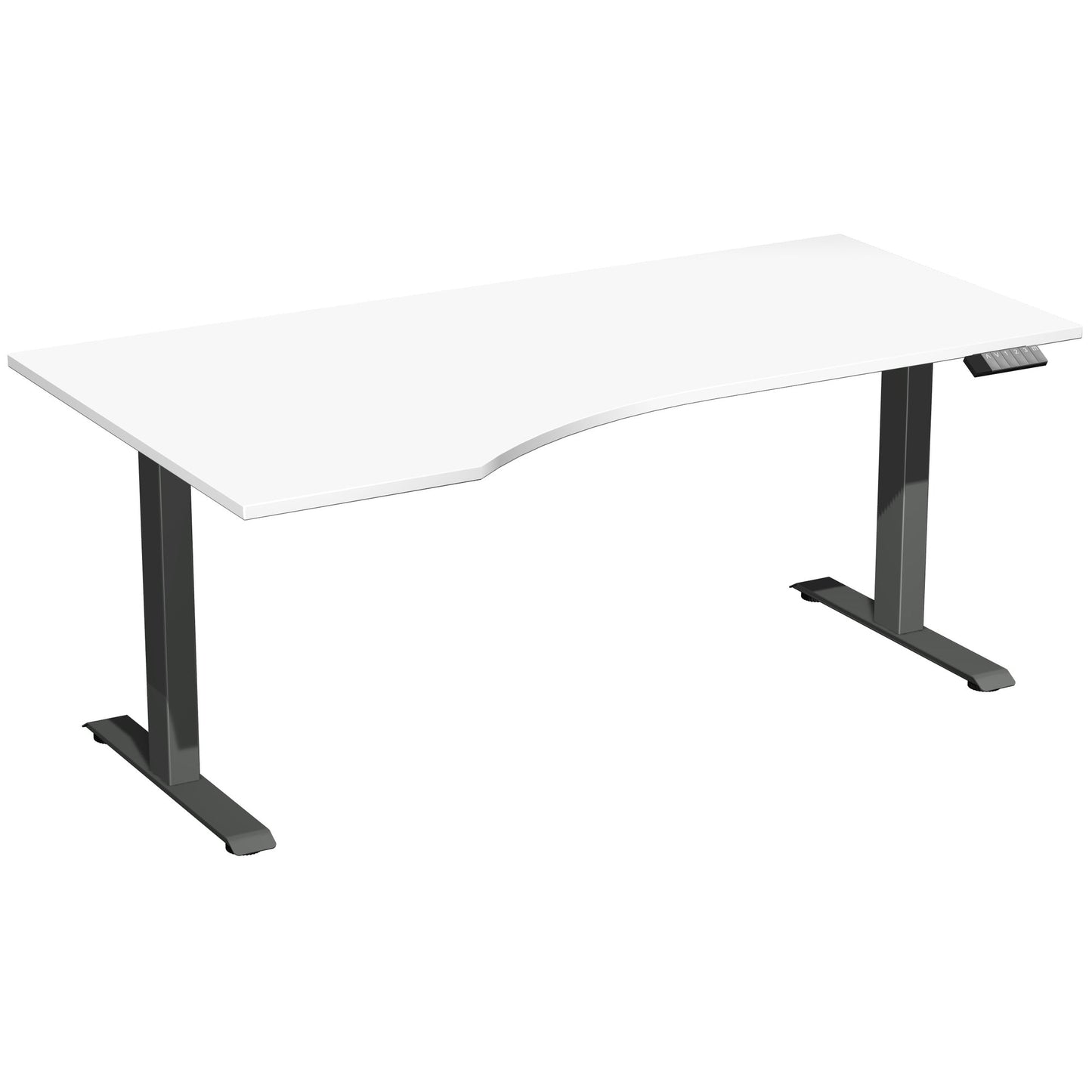 Geramöbel Schreibtisch Elevate Basic Maße: 1.800 x 730-1.230 x 1.000 mm (B x H x T) Dreischicht-Feinspan, melaminharzbeschichtet weiß