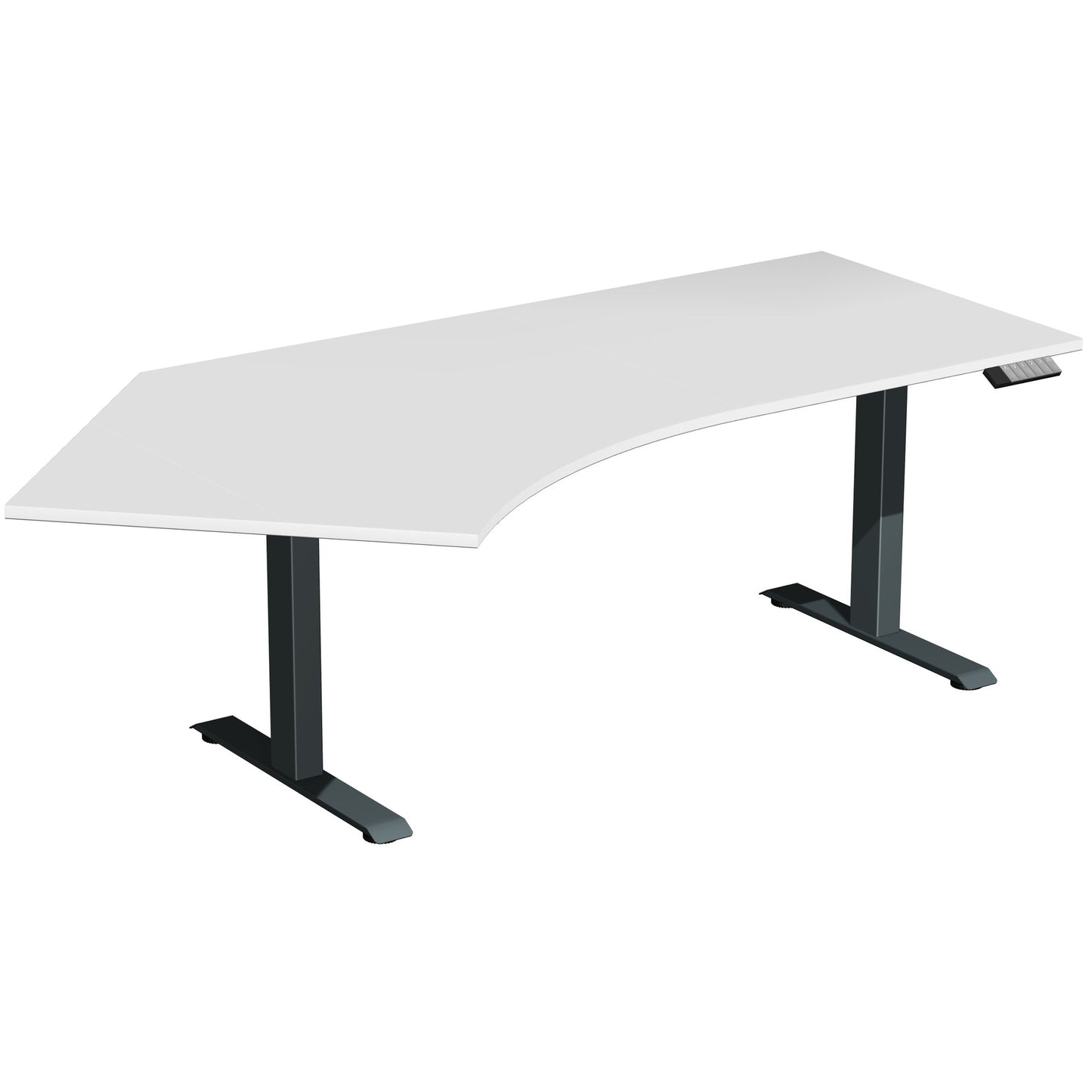 Geramöbel Schreibtisch Elevate Basic Maße: 2.166 x 730-1.230 x 1.130 mm (B x H x T) Dreischicht-Feinspan, melaminharzbeschichtet lichtgrau