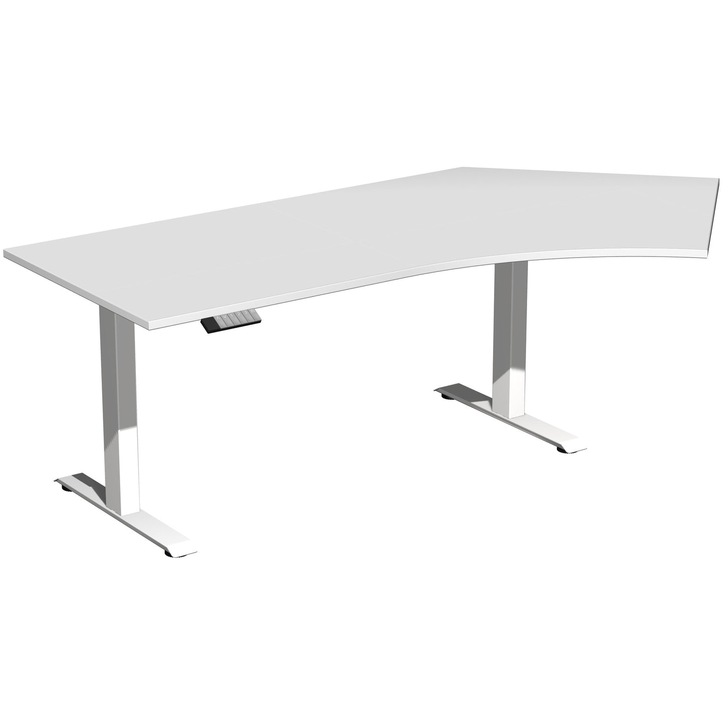 Geramöbel Schreibtisch Elevate Basic Maße: 2.166 x 730-1.230 x 1.130 mm (B x H x T) Dreischicht-Feinspan, melaminharzbeschichtet lichtgrau