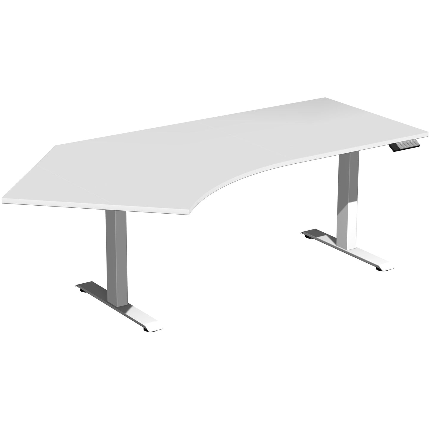Geramöbel Schreibtisch Elevate Plus Maße: 2.166 x 630-1.280 x 1.130 mm (B x H x T) Dreischicht-Feinspan, melaminharzbeschichtet lichtgrau