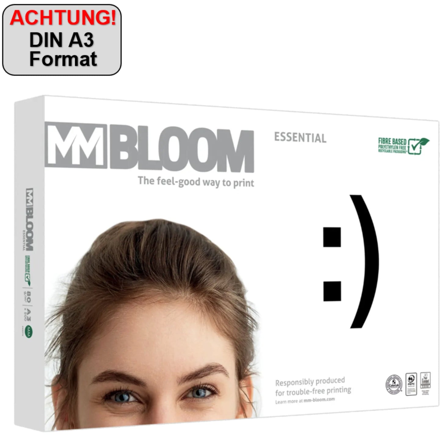 MM BLOOM Kopierpapier Essential DIN A3 80g/m² elementar chlorfrei gebleicht weiß 500 Bl./Pack.