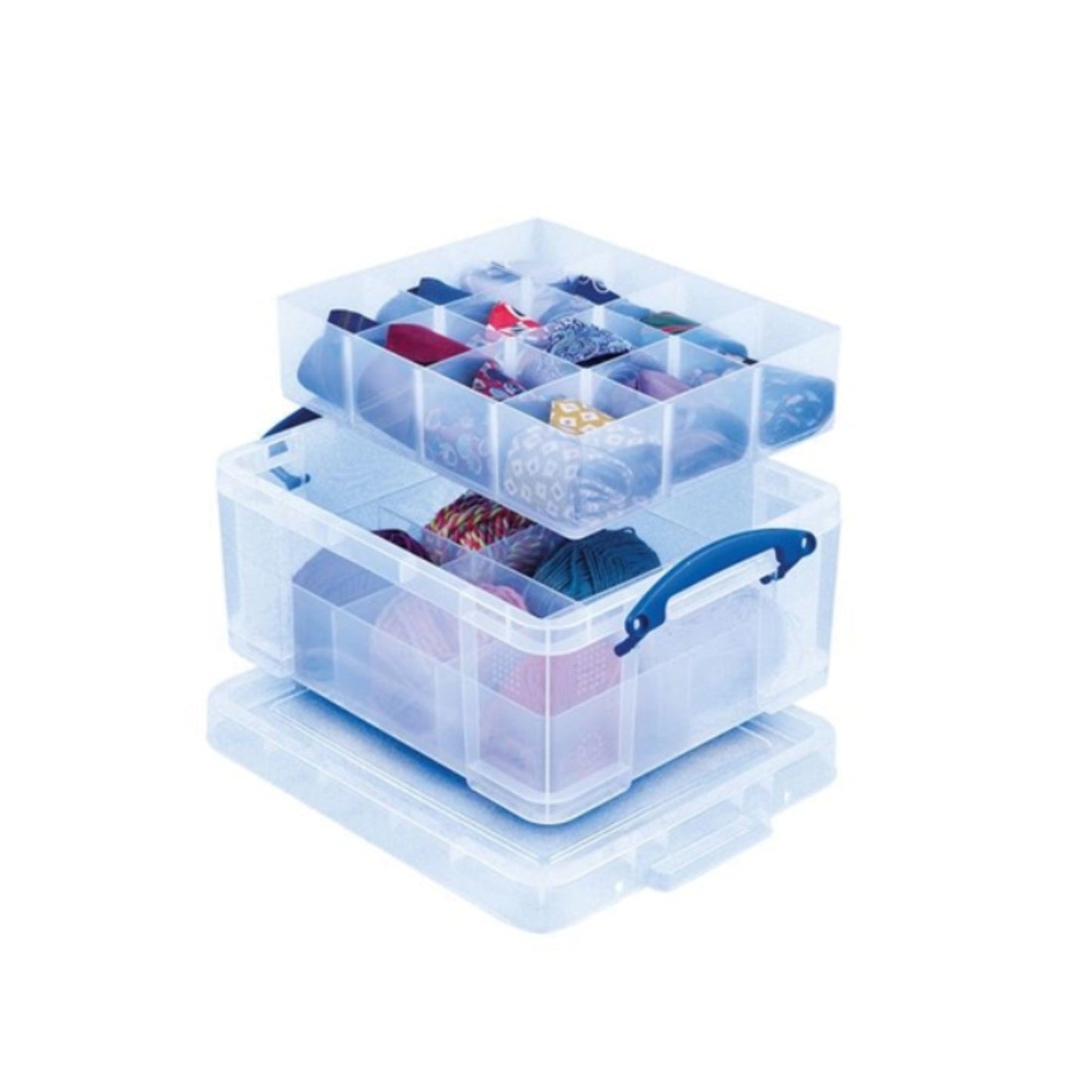 Really Useful Box Aufbewahrungsbox 35 x 45 x 20 cm (B x H x T) 21l inkl. 1 Einsatz (6 Unterteilungen), 1 Einsatz (12 Unterteilungen) Kunststoff transparent