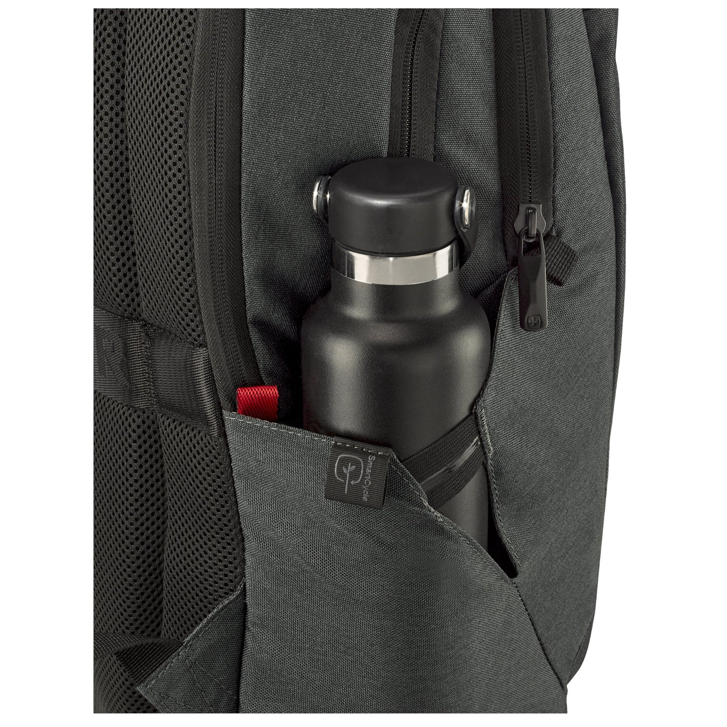 Wenger Notebookrucksack MX ECO Professional Reißverschluss SmartOrg Organizer zur Aufbewahrung von Kabeln, Ladegeräten und Visitenkarten, erweiterbare versteckte Seitentaschen PET, recycelt grau