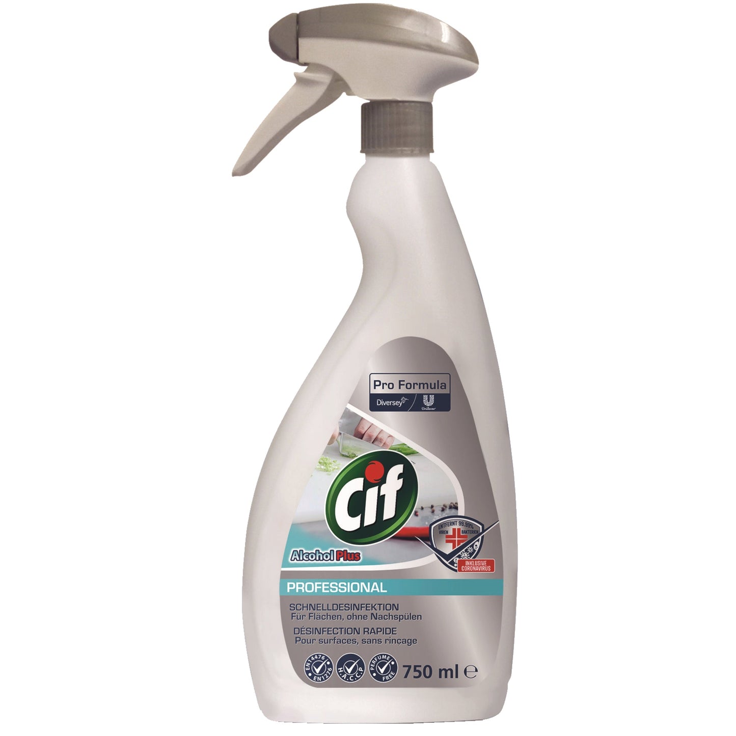 CIF Desinfektionsreiniger Alcohol Plus Professional begrenzt viruzid, viruzid (BVDV), viruzid (Vaccinia - Virus), Bakterien, Hefe 7 Sprühflasche Kunststoff 0,75l