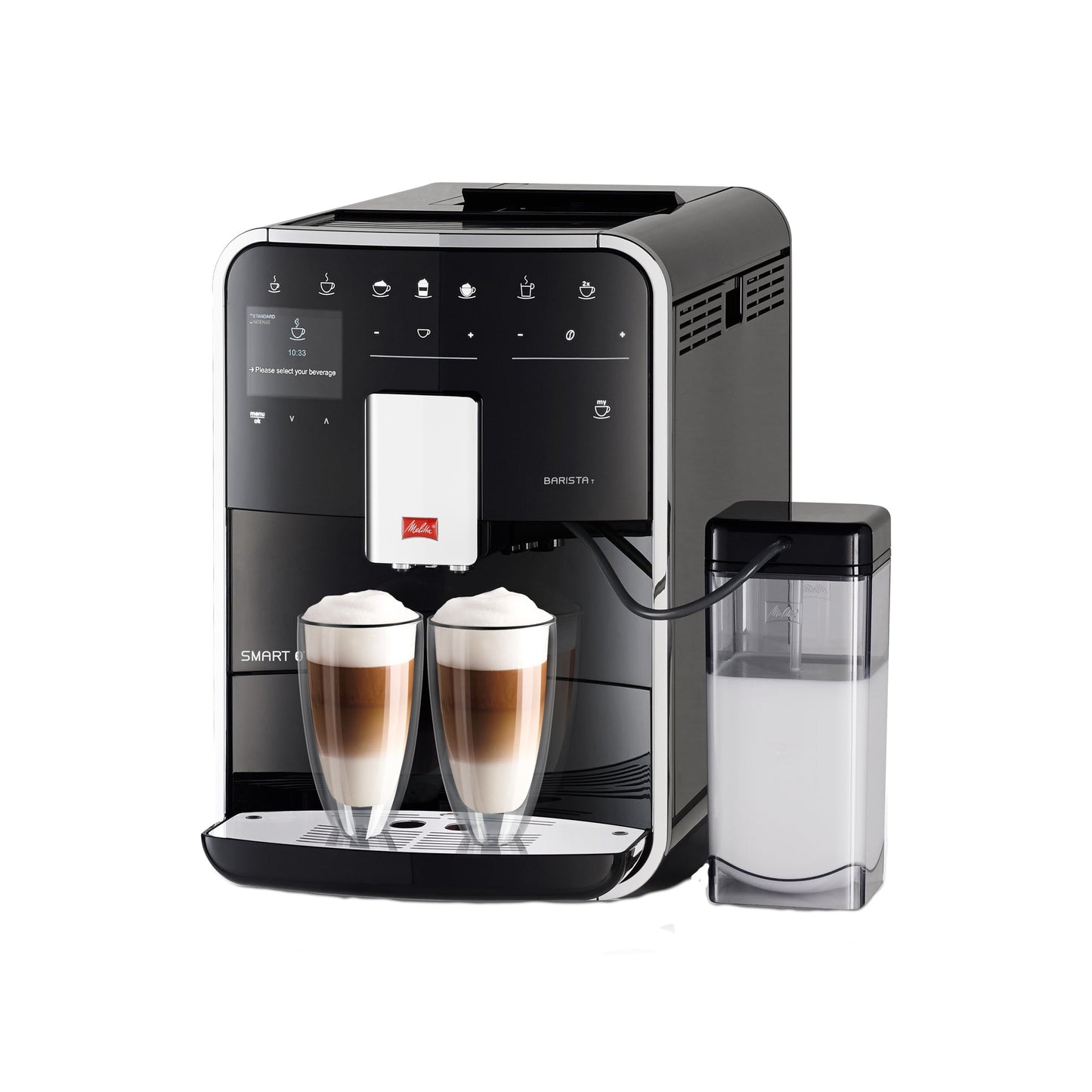 Melitta Kaffeevollautomat Barista T Smart® 25,9 x 37,2 x 46,7 cm (B x H x T) 2 x 135g 1,8l 1.450W inkl. Reinigungsstab, Milchsystem-Reiniger, Flüssigentkalker, Wasserfilter schwarz