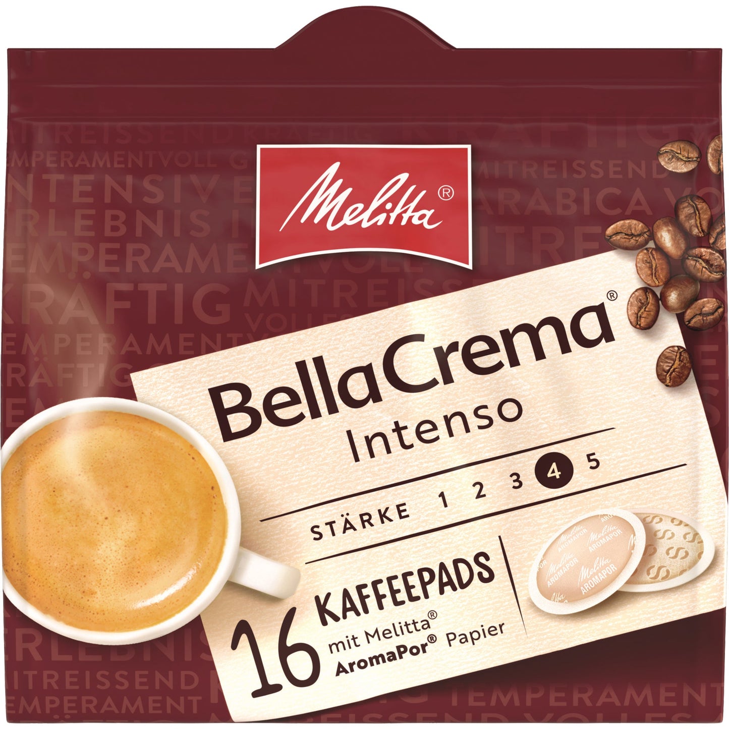 Melitta Kaffeepads BellaCrema Intenso 16 x 7 g/Pack.