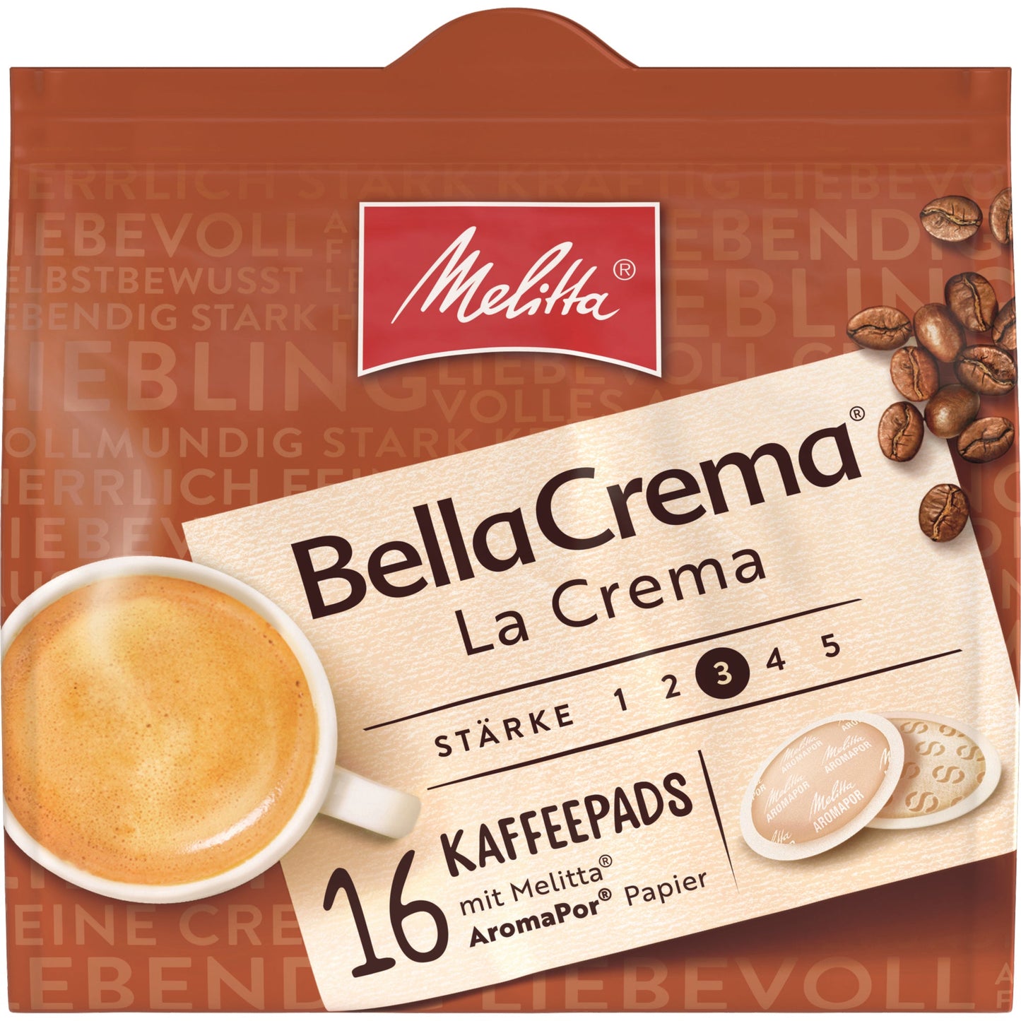 Melitta Kaffeepads BellaCrema La Crema 16 x 7 g/Pack.