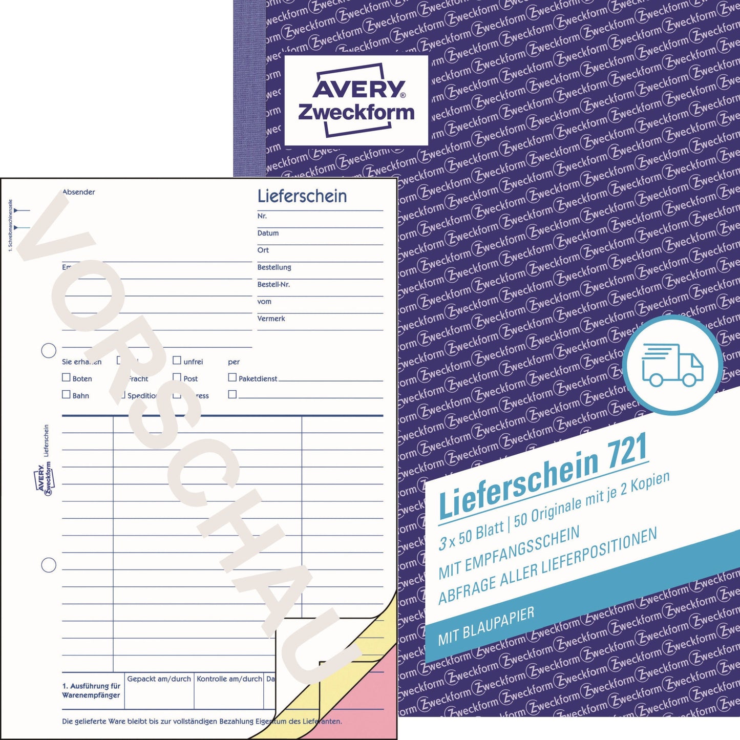 Avery Zweckform Lieferschein 721 DIN A5 nicht selbstdurchschreibend 3 x 50 Bl.