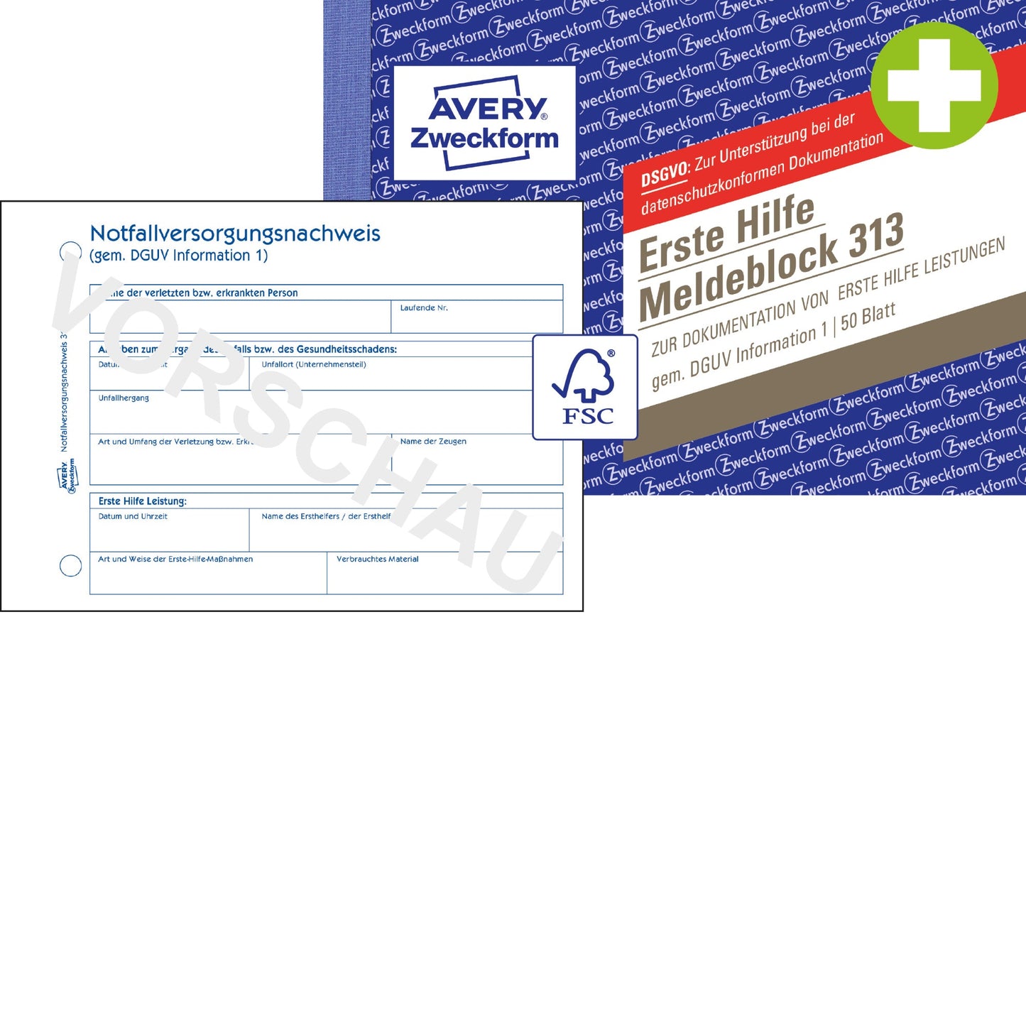 Avery Zweckform Verbandblock 313 DIN A6 quer nicht selbstdurchschreibend 50 Bl.