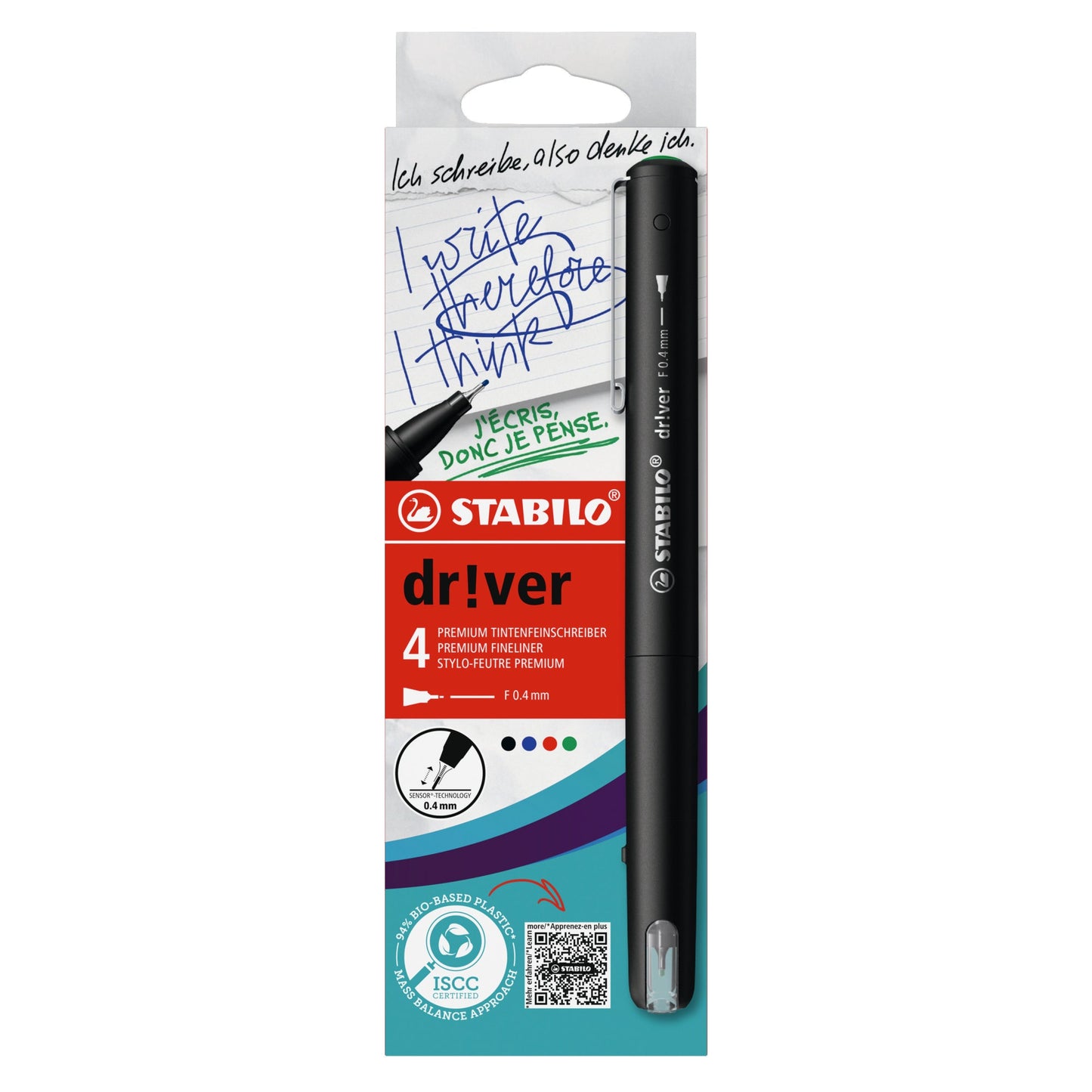 STABILO® Fineliner dr!ver 0,4mm farbig sortiert 4 St./Pack.