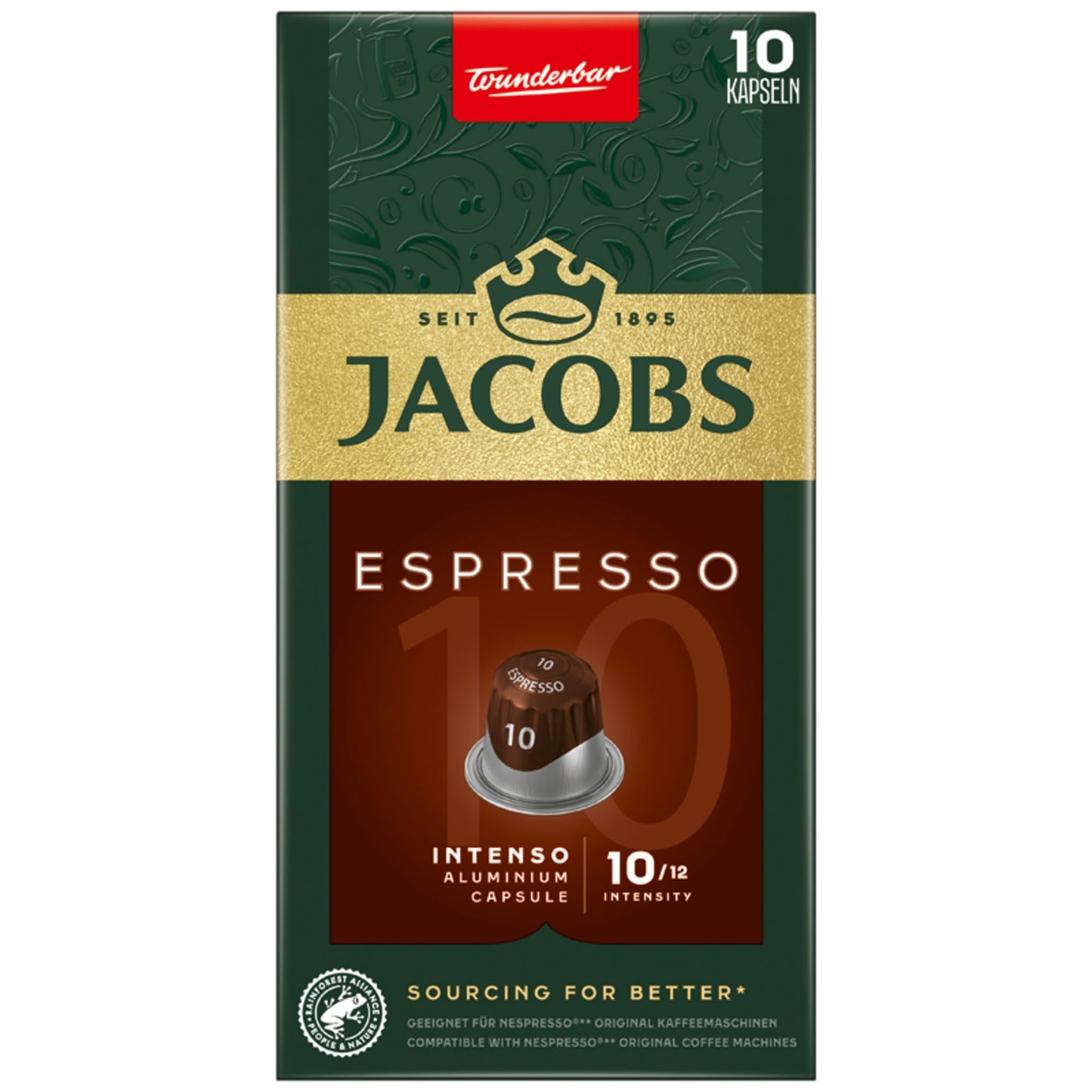 JACOBS Espressokapsel 10 Nespresso® Maschine Intenso Intensität: 10 10 x 5,2 g/Pack.