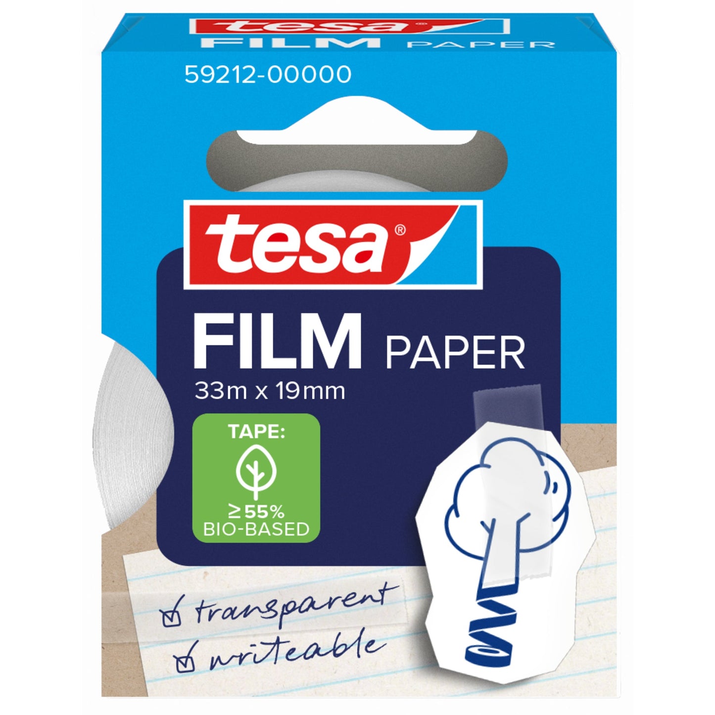 tesa® Klebefilm tesafilm® Paper 19 mm x 33 m (B x L) einseitig klebend ohne Lösungsmittel Acrylat transparent