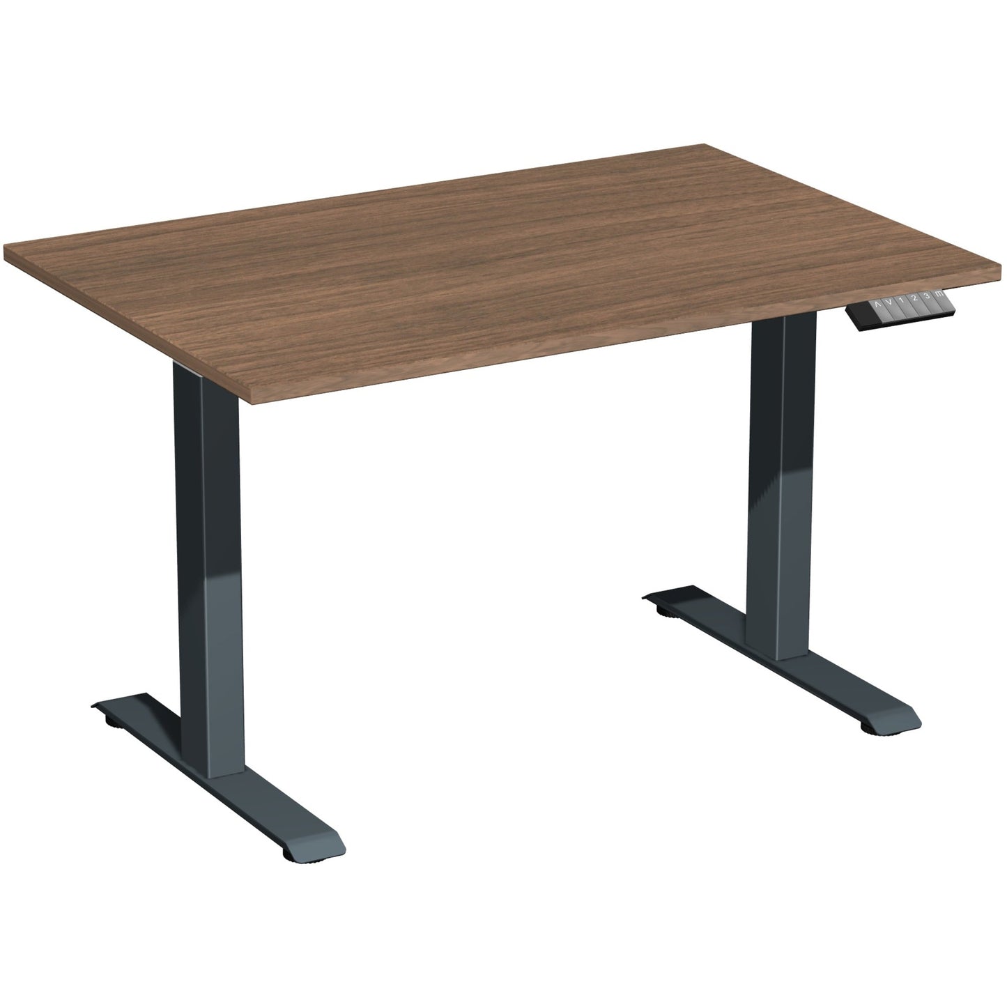 Geramöbel Schreibtisch Elevate Basic Maße: 1.200 x 730-1.230 x 800 mm (B x H x T) Dreischicht-Feinspan, melaminharzbeschichtet nussbaum