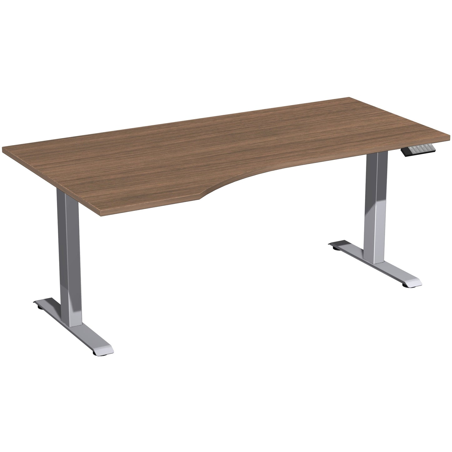 Geramöbel Schreibtisch Elevate Plus Maße: 1.800 x 630-1.280 x 1.000 mm (B x H x T) Dreischicht-Feinspan, melaminharzbeschichtet nussbaum