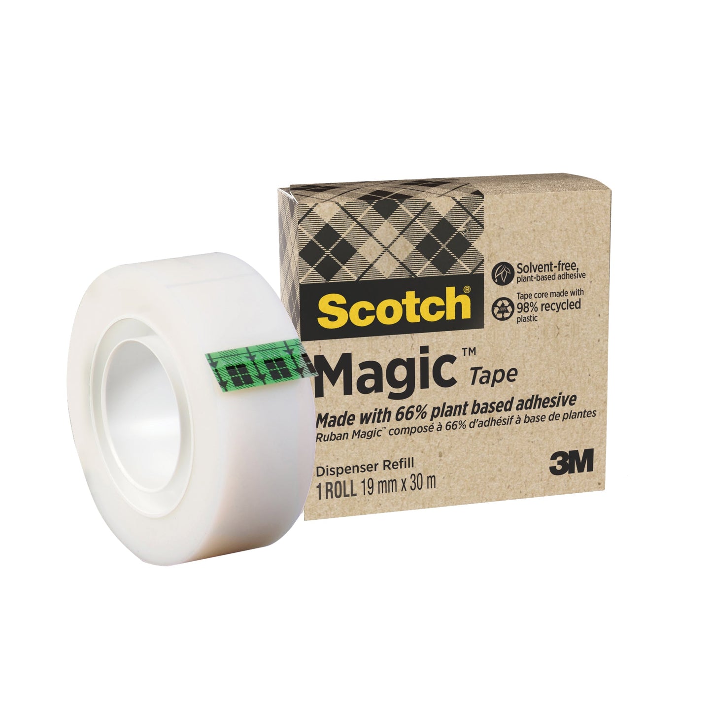 Scotch® Klebefilm MagicT Hergestellt aus pflanzlichen Materialien 900 19 mm x 30 m (B x L) einseitig klebend mit Lösungsmittel Zelluloseacetat durchsichtig
