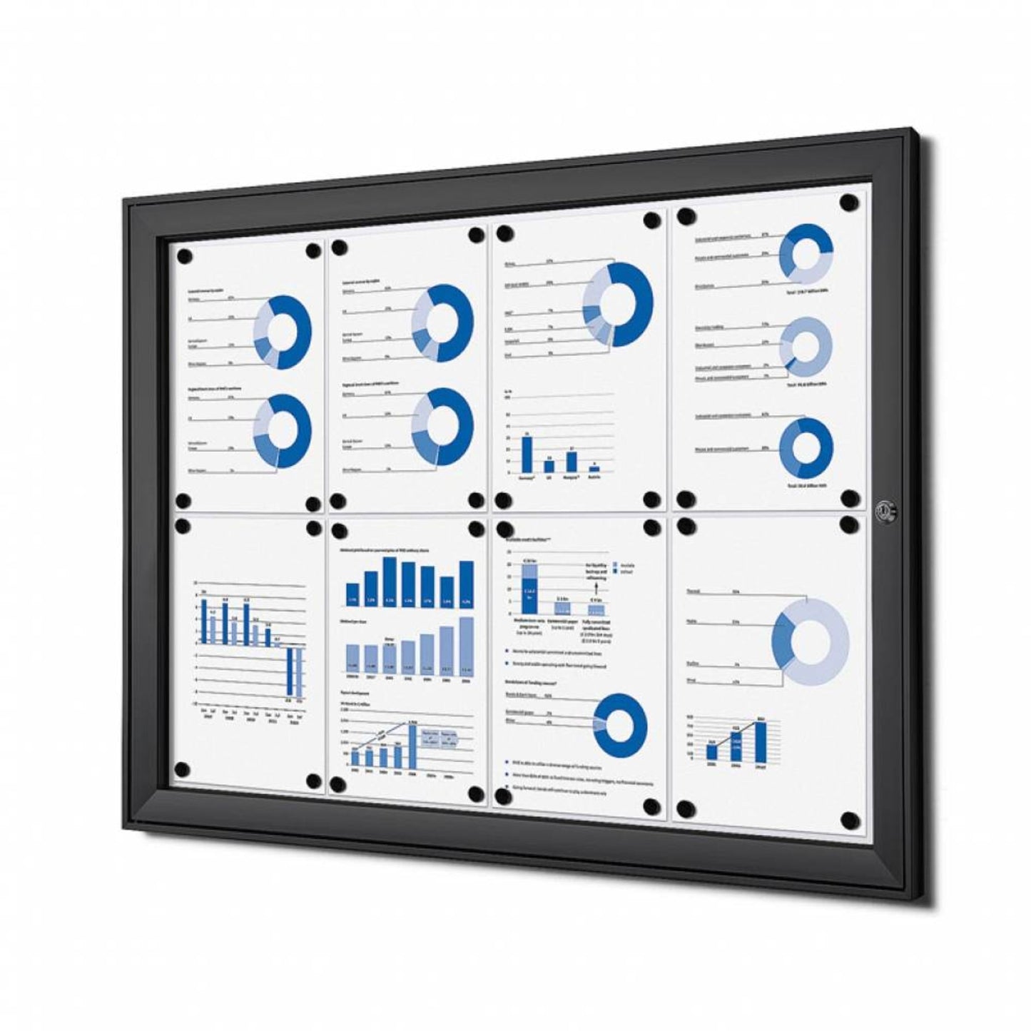 Showdown® Displays Schaukasten Innenbereich, regengeschützter Außenbereich 96,1 x 69,6 x 2,3 cm (B x H x T) 8 x DIN A4 mit Schloss Aluminium anthrazit