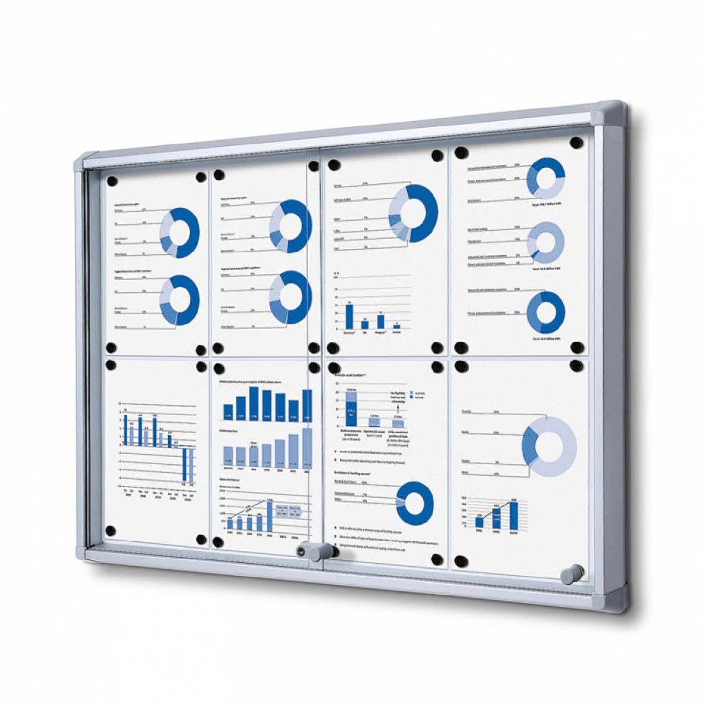 Showdown® Displays Schaukasten Innenbereich 94 x 67,5 x 5,9 cm (B x H x T) 8 x DIN A4 mit Schloss Aluminium silber