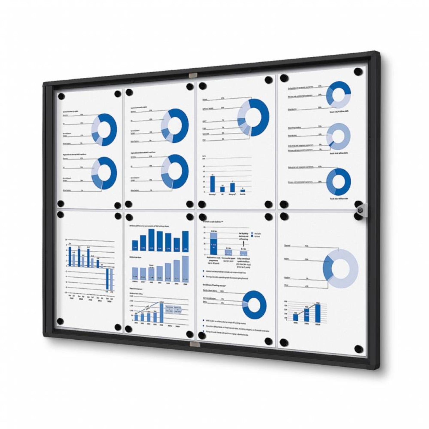 Showdown® Displays Schaukasten Economy Innenbereich 93,1 x 65,5 x 2,6 cm (B x H x T) 8 x DIN A4 mit Schloss Aluminium/Kunststoff schwarz