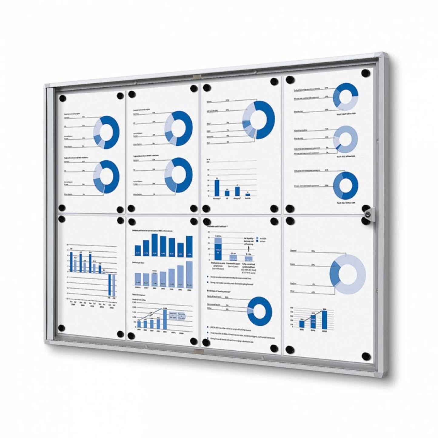 Showdown® Displays Schaukasten Economy Innenbereich 93,1 x 65,5 x 2,6 cm (B x H x T) 8 x DIN A4 mit Schloss Aluminium/Kunststoff silber