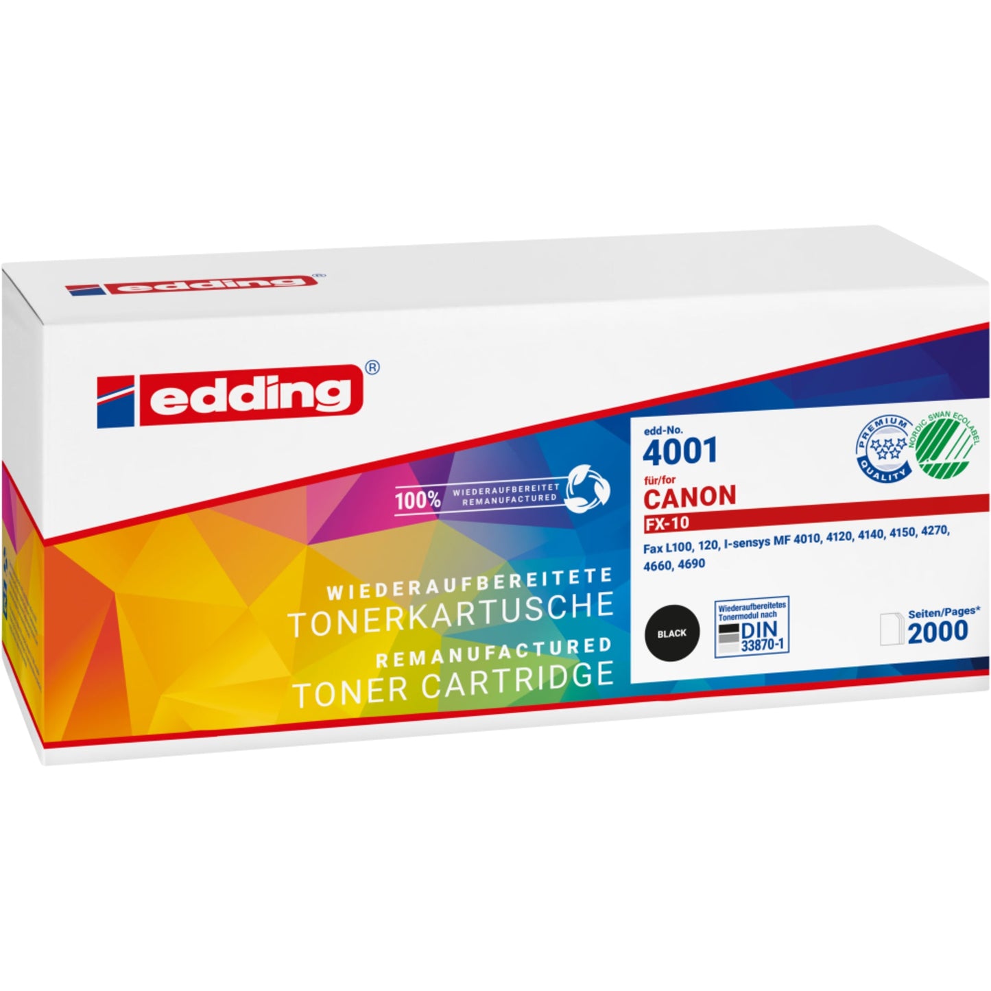 edding Toner kein Originalzubehör Kompatibel mit: Canon FX-10 EDD-4001 ca. 2.000 Seiten schwarz