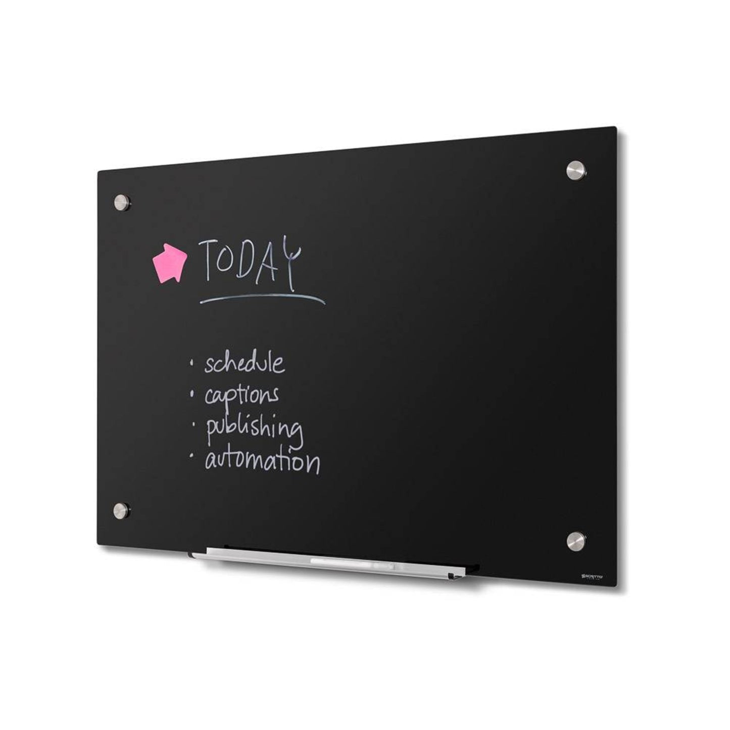 Showdown® Displays Glasboard Scritto® 90 x 60 x 4 cm (B x H x T) Tafel magnethaftend inkl. Glasboardmarker weiß Sicherheitsglas schwarz