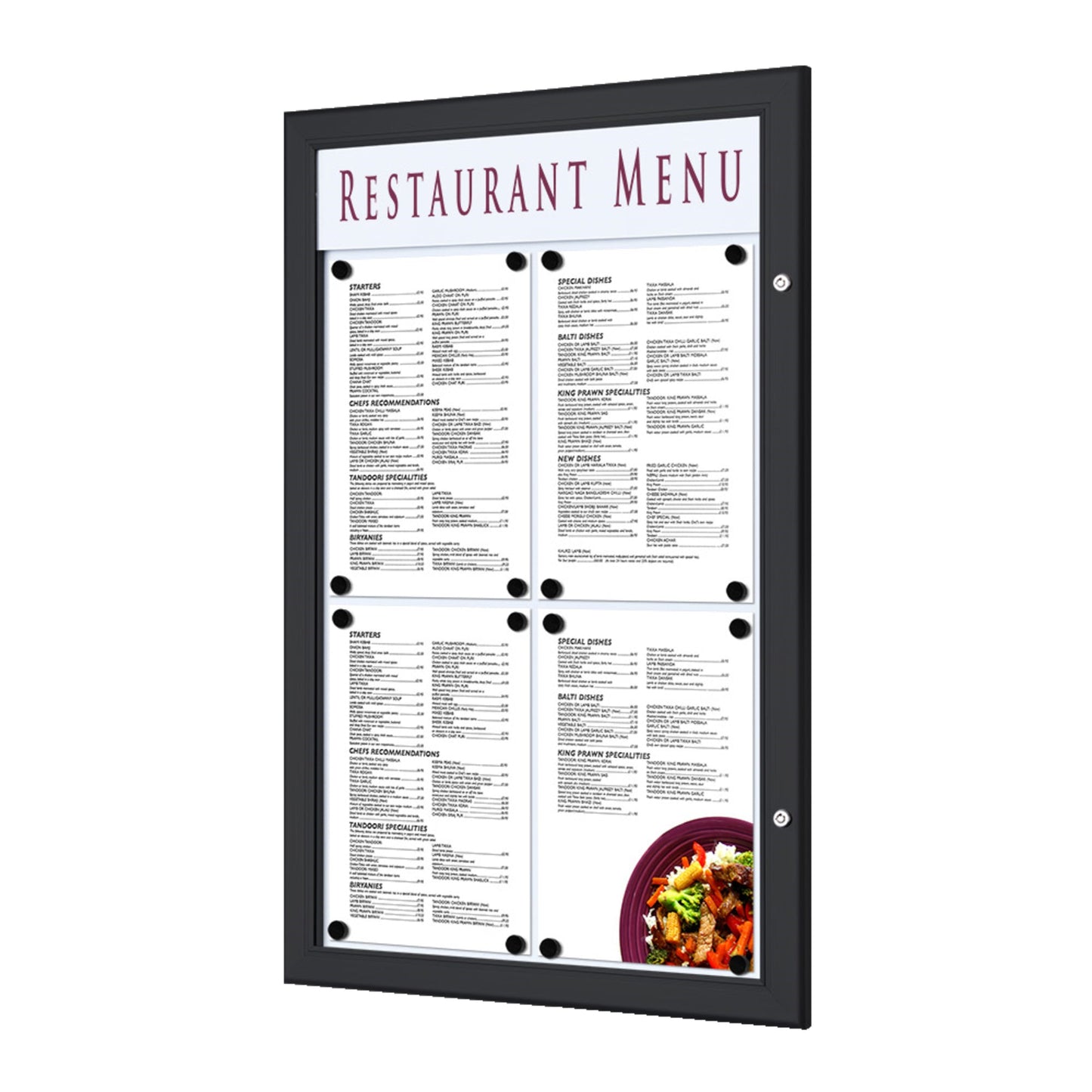 Showdown® Displays Schaukasten Outdoor Außenbereich 50,5 x 77,9 x 3,7 cm (B x H x T) 4 x DIN A4 mit Schloss Aluminium schwarz