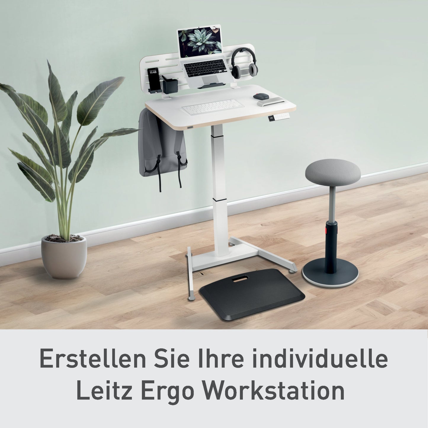 Leitz Schreibtisch Ergo Maße: 600 x 650-1.300 x 800 mm (B x H x T) Spanplatte weiß