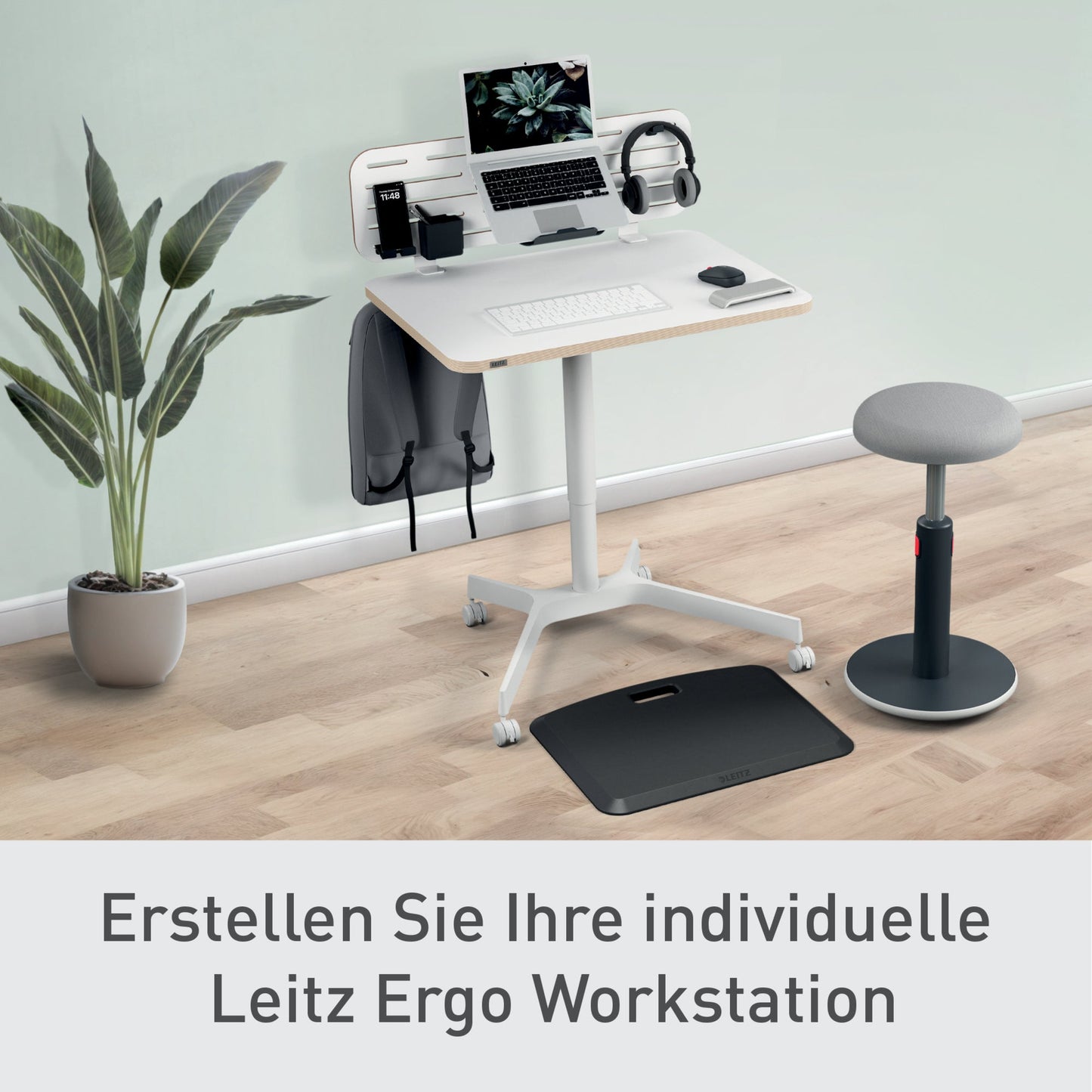 Leitz Schreibtisch Ergo Maße: 600 x 750-1.140 x 800 mm (B x H x T) Spanplatte weiß
