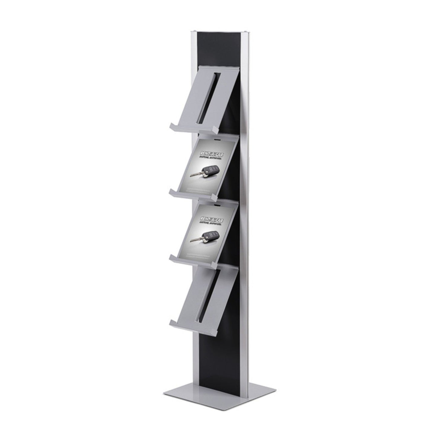 Showdown® Displays Prospektständer Design 37 x 167,4 x 37 cm (B x H x T) schwarz/alu 4 Fächer