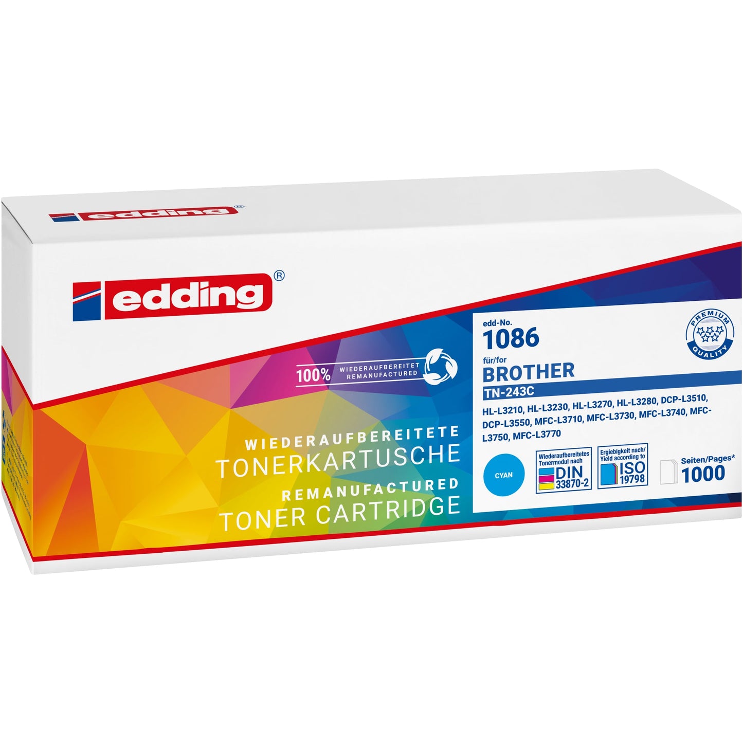 edding Toner kein Originalzubehör Kompatibel mit: Brother TN-243C ca. 1.000 Seiten cyan