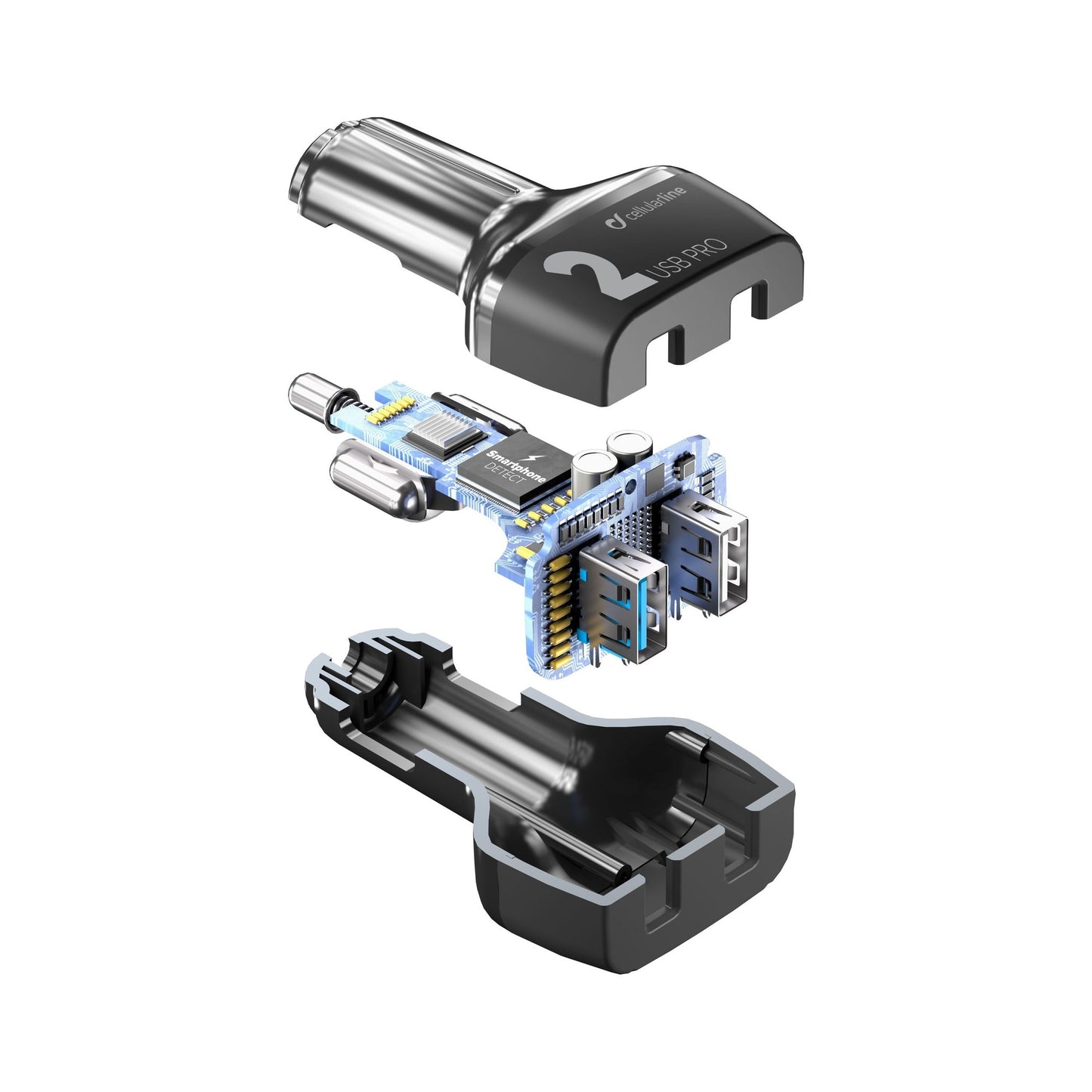 cellularline Kfz-Ladegerät CAR MULTIPOWER 2 FAST Geräte mit USB-Anschluss schwarz